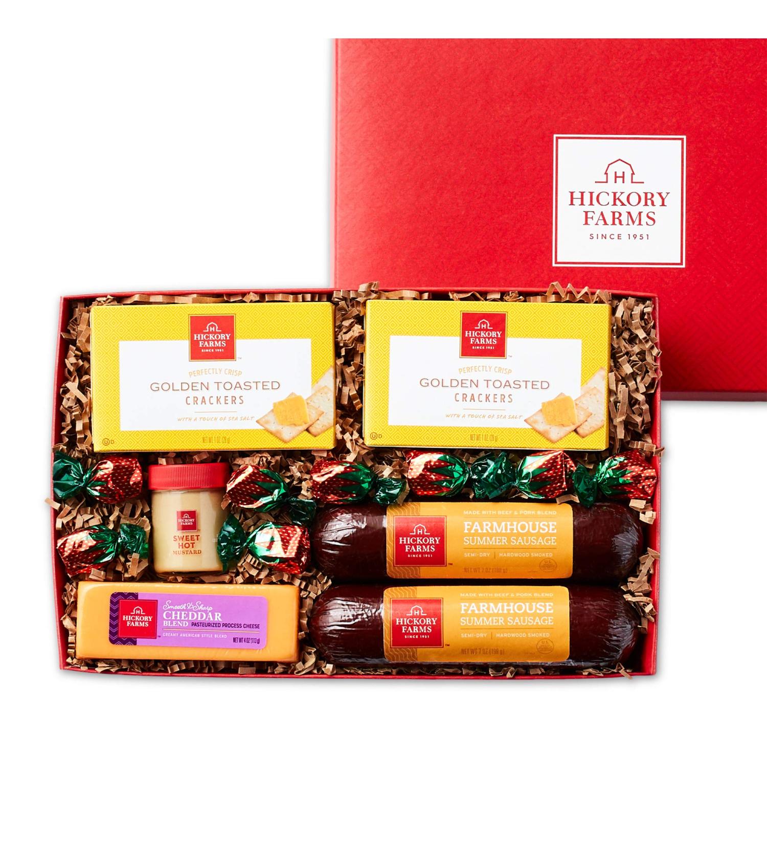 Hickory Farms Farmhouse Sausage & Cheese Medium Gift Box | Gourmet Food Gift Basket  Perfect For Family  Birthday  Sympathy  Congratulations Gifts  Retirement  Thinking of You  Business Gifts - Buy Online on GoSupps.com