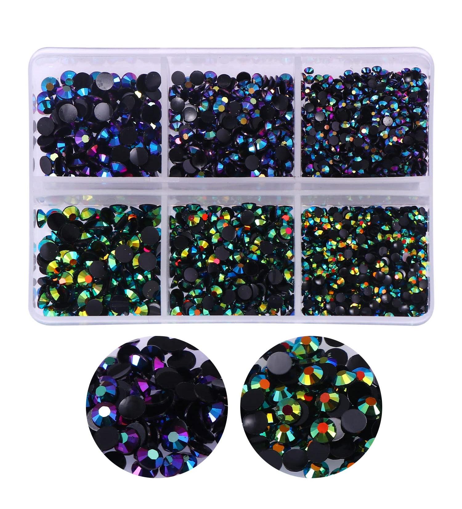 3000pcs Black AB Rhinestone Flatback Gems for Crafts and DIY - Aquamarine Black - Buy Online on GoSupps.com