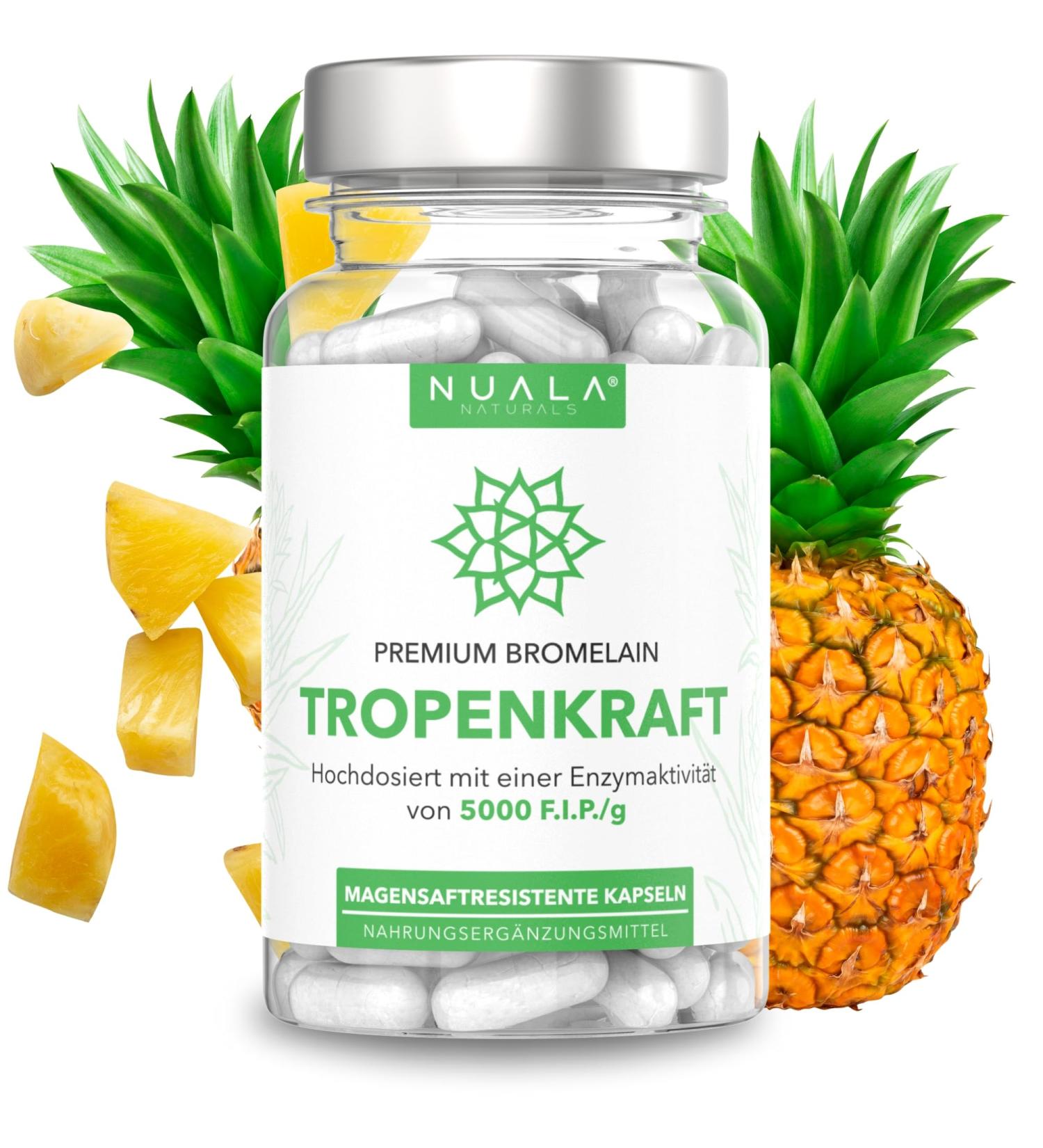 Bromelain 6000 F.I.P. - 120 Natural Capsules 600mg Each Gastric Juice Resistant No Additives - High Dose Supplement for Optimal Health - Buy Online on GoSupps.com