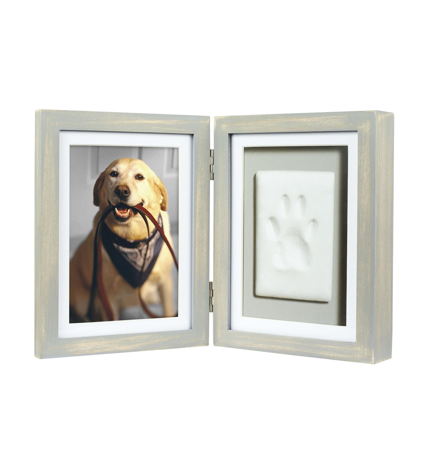 Pearhead Pet Paw Print Photo Frame - DIY No Mess Keepsake Kit for Cats & Dogs | Ideal Memorial Gift in Distressed Gray - Buy Online on GoSupps.com