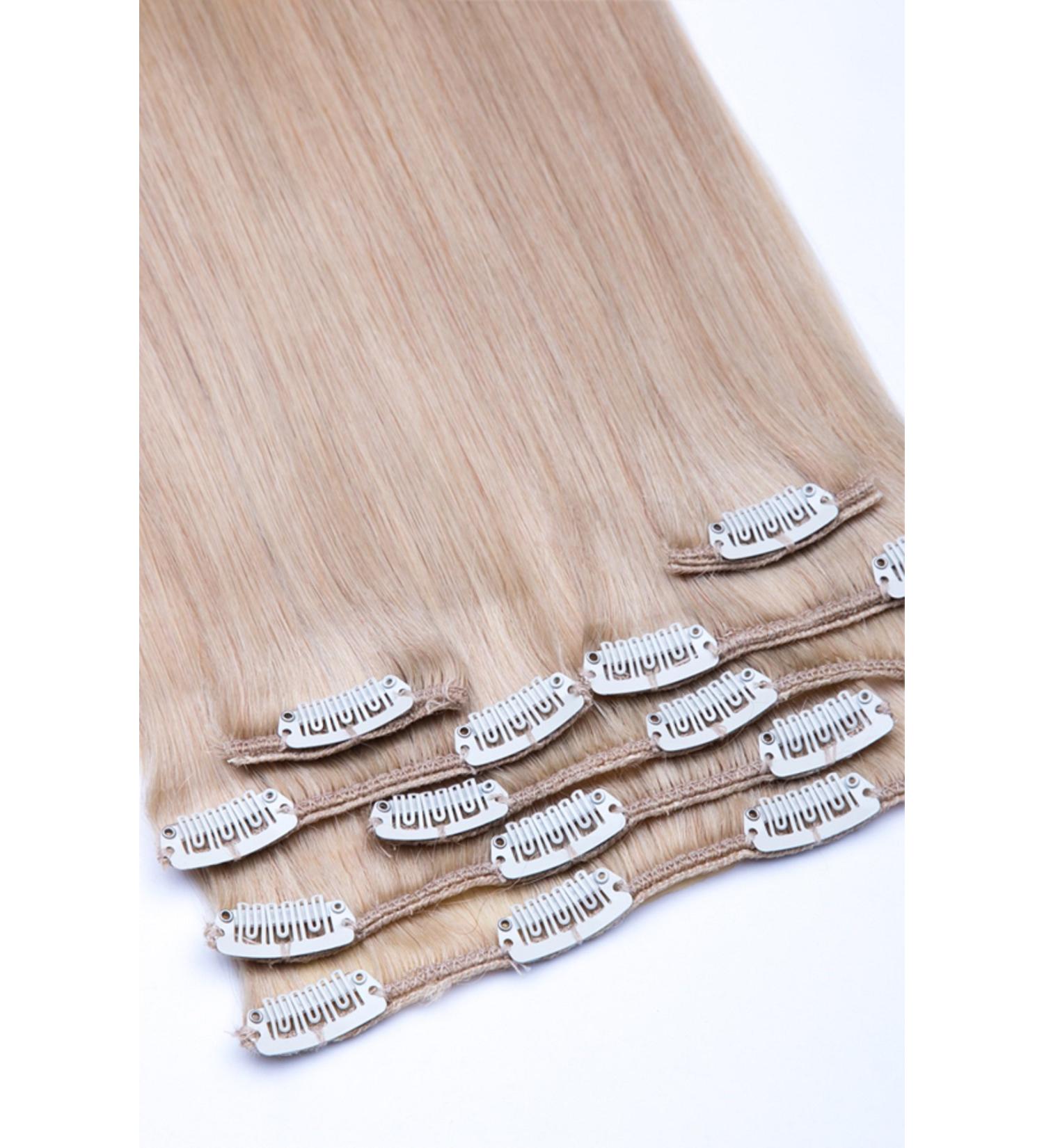 Clip In Extensions Set - 100% Real Hair 7 Pieces 70g 45cm - No. 22 Light Blonde - International Shipping Available - Buy Online on GoSupps.com