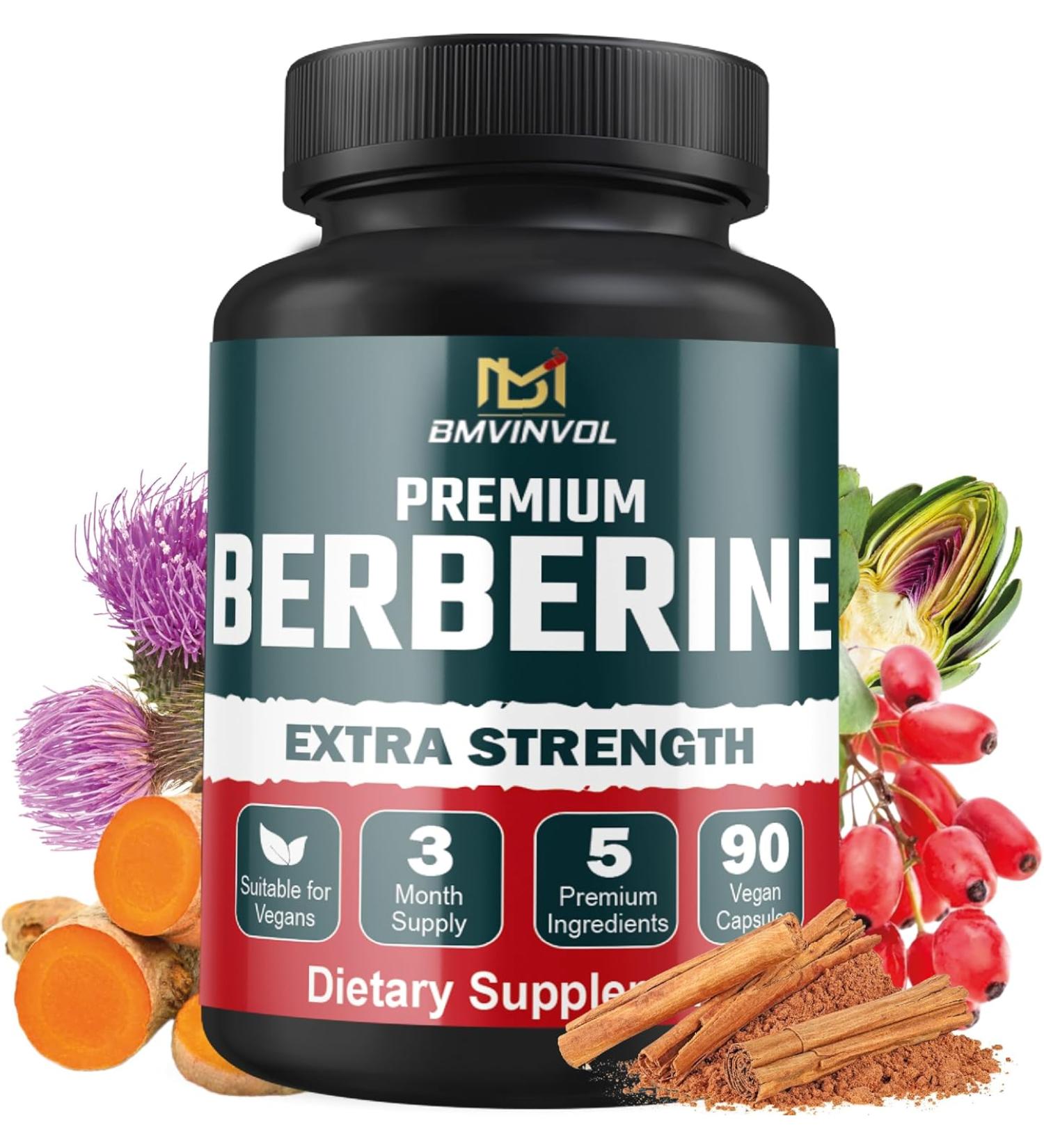 5-in-1 Berberine 14000mg with Ceylon Cinnamon, Milk Thistle, Turmeric & Artichoke - Immune & Heart Support - 3 Month Supply - Buy Online on GoSupps.com