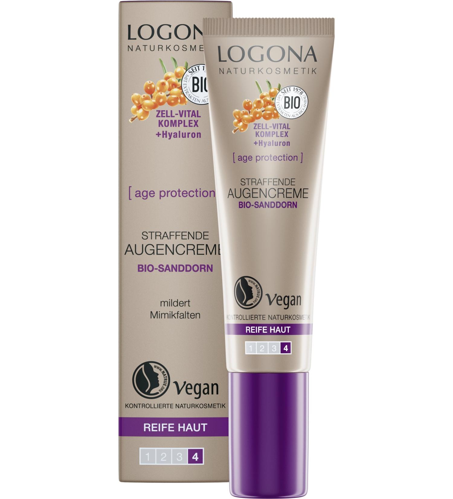 Logona Naturkosmetik Organic Firming Eye Cream for Mature Skin with Organic Sea Buckthorn Minimises Wrinkles Around the Eyes Anti-Ageing Eye Care Natural & Vegan 15 ml - Buy Online on GoSupps.com