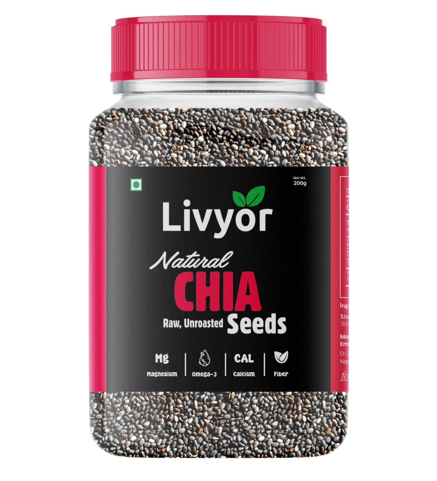 Graines de chia crues pour perte de poids avec om ga-3 riches en calcium non torr fi es (200 g) 200 g (Lot de 1) - Buy Online on GoSupps.com