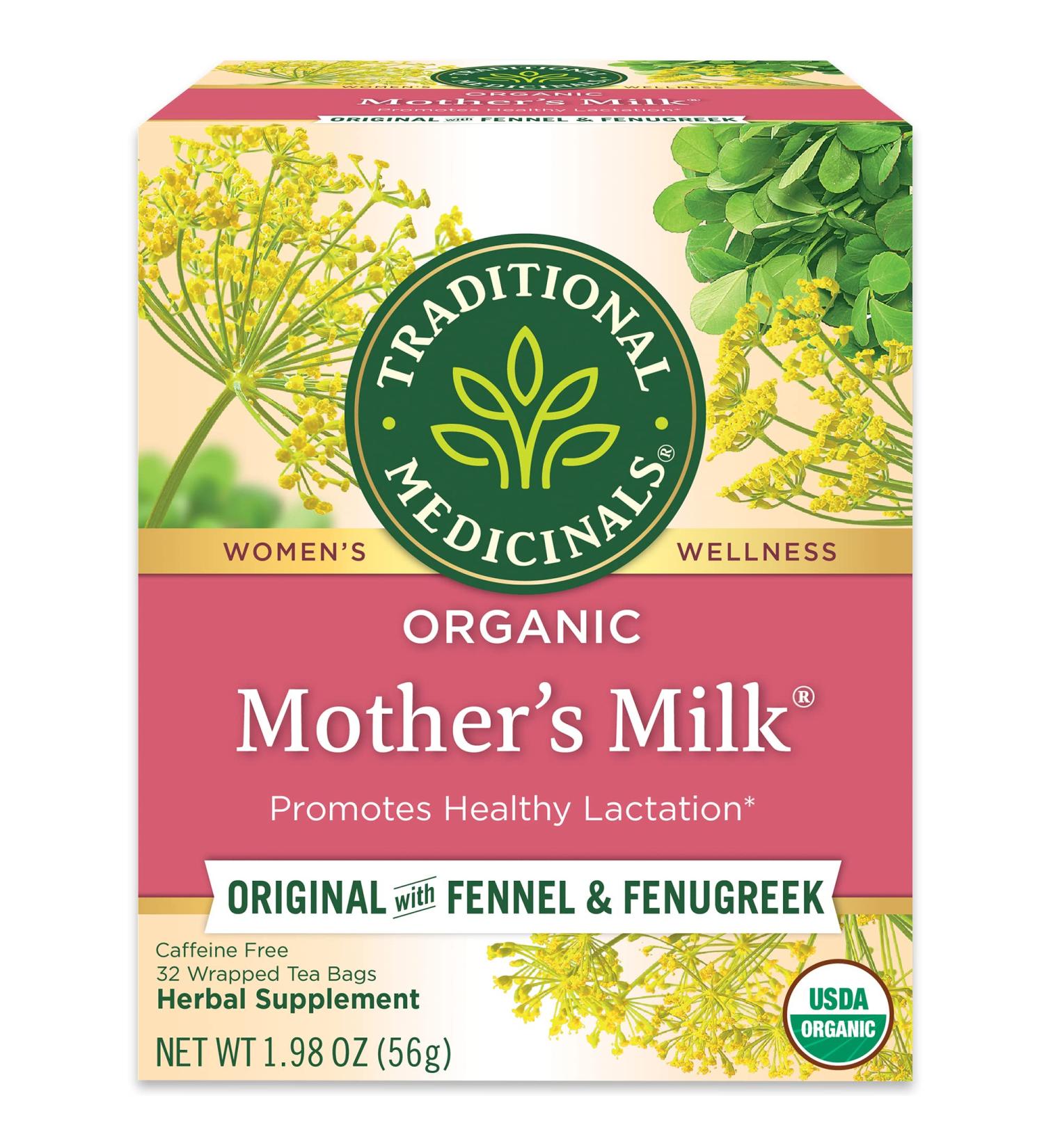 Organic Mother's Milk Tea - Traditional Medicinals | 32 Caffeine-Free Wrapped Bags - Buy Online on GoSupps.com