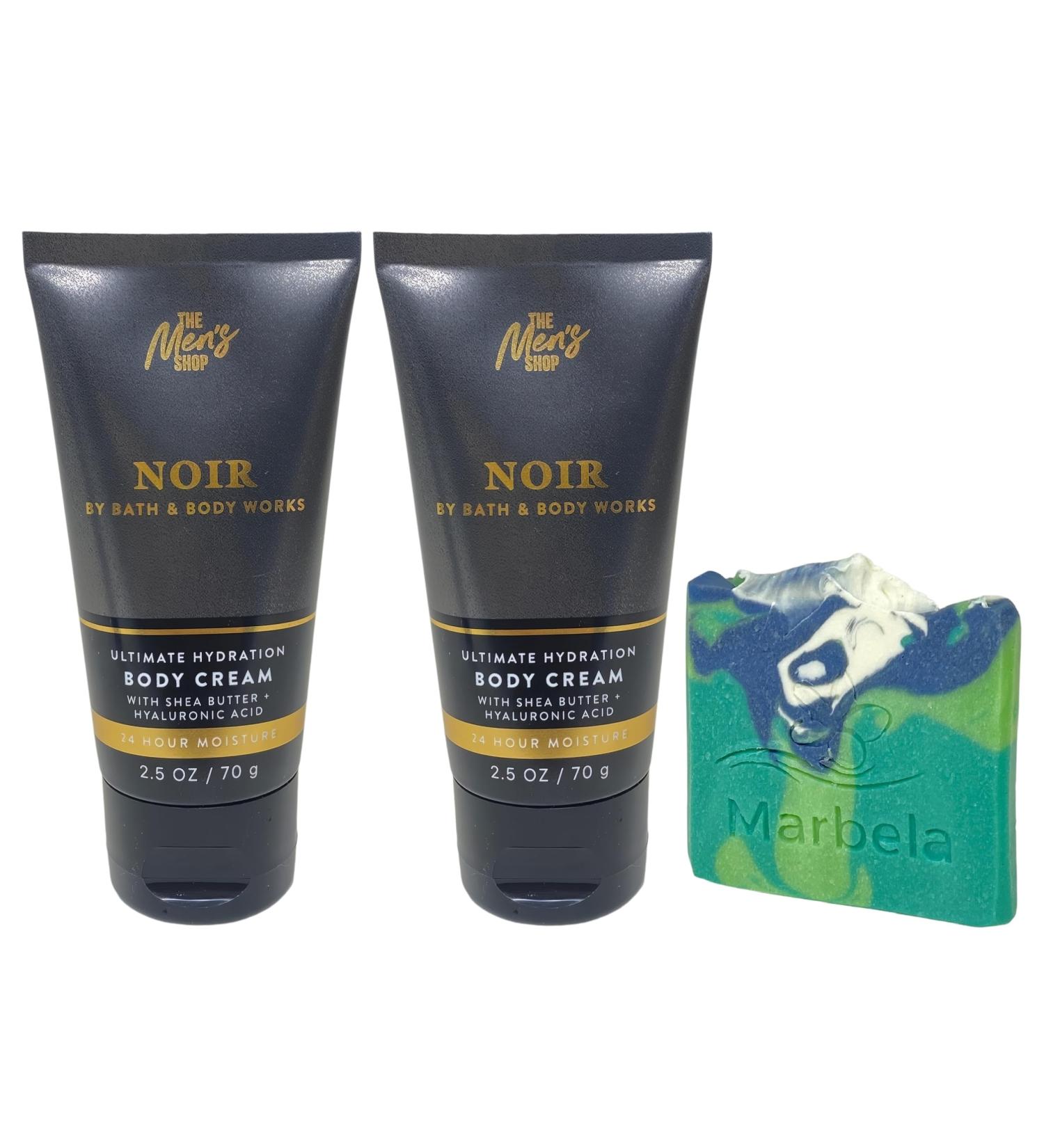 Bath & Body Works The Men's Collection Noir 2 Ultimate Hydration Body Creams with an Aloe Vera Sample Soap - Buy Online on GoSupps.com