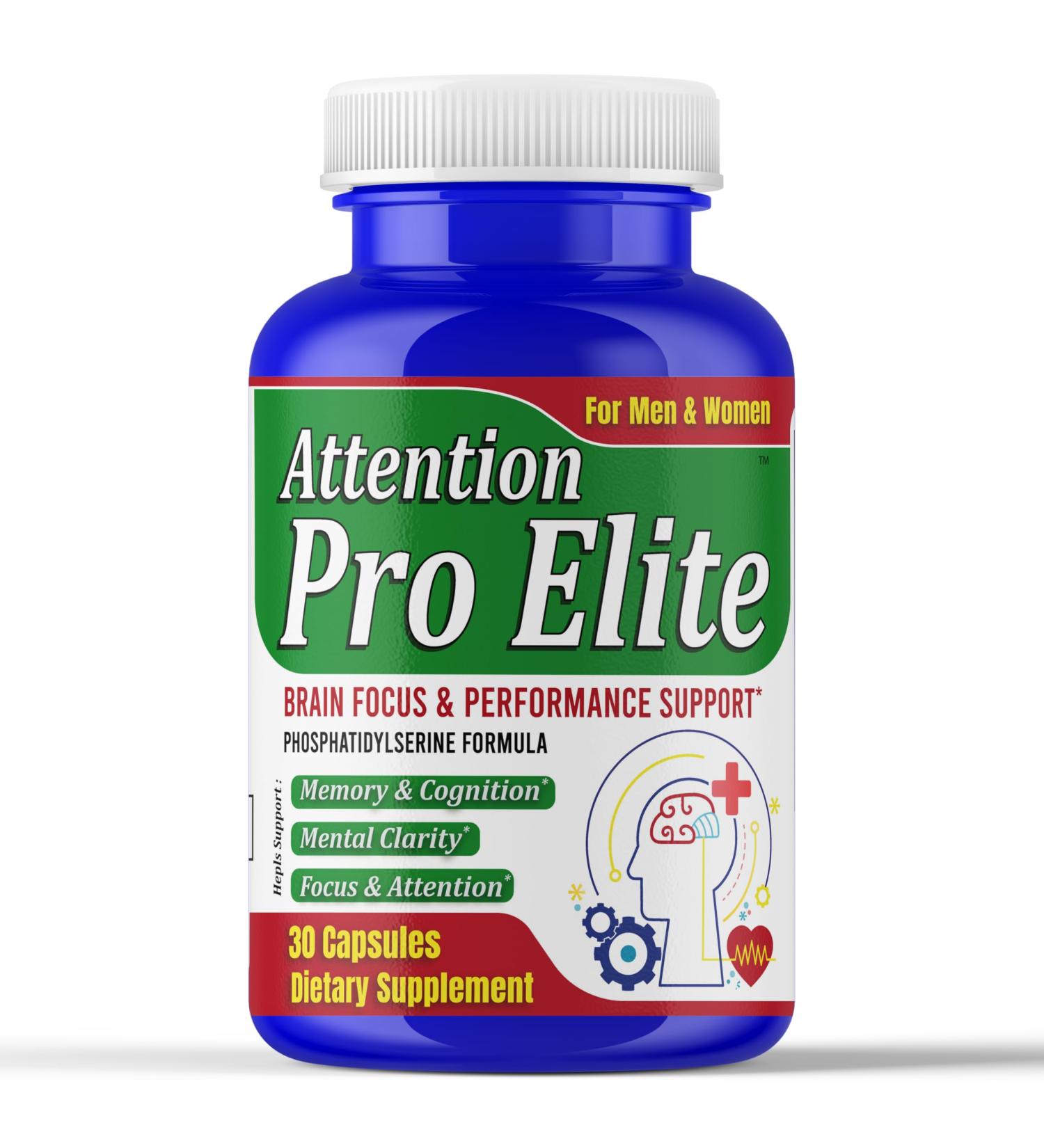 ROVita Attention Elite-Pro Brain Supplements for Memory and Focus Clarity & Cognitive Support Brain Supplement with Phosphatidylserine Supplement-30 Capsules - Buy Online on GoSupps.com