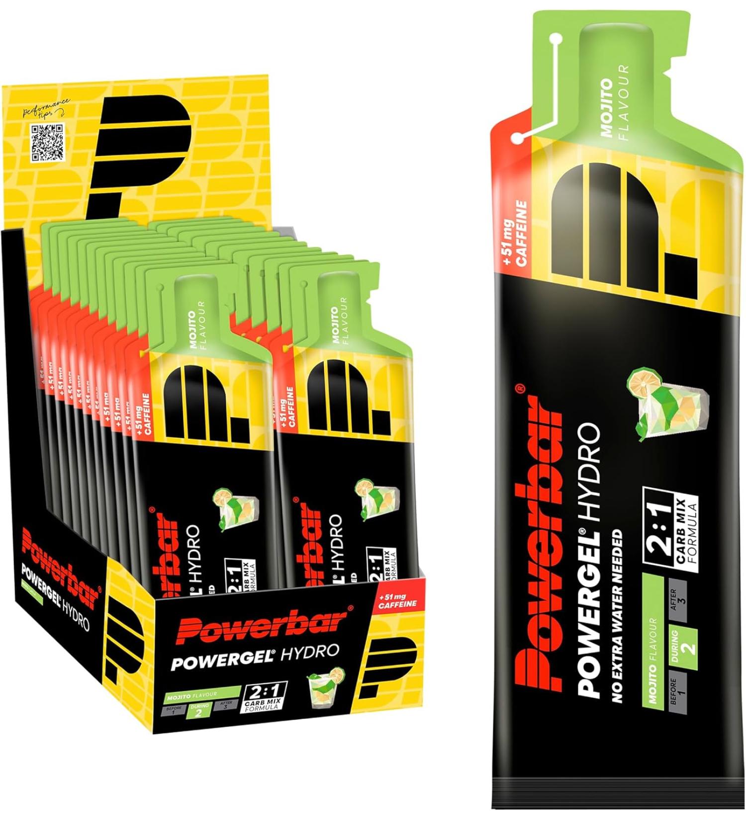 Powerbar PowerGel Hydro Mojito 24x67 ml - High Carb Energy Gel with C2MAX & 51 mg Caffeine - Buy Online on GoSupps.com