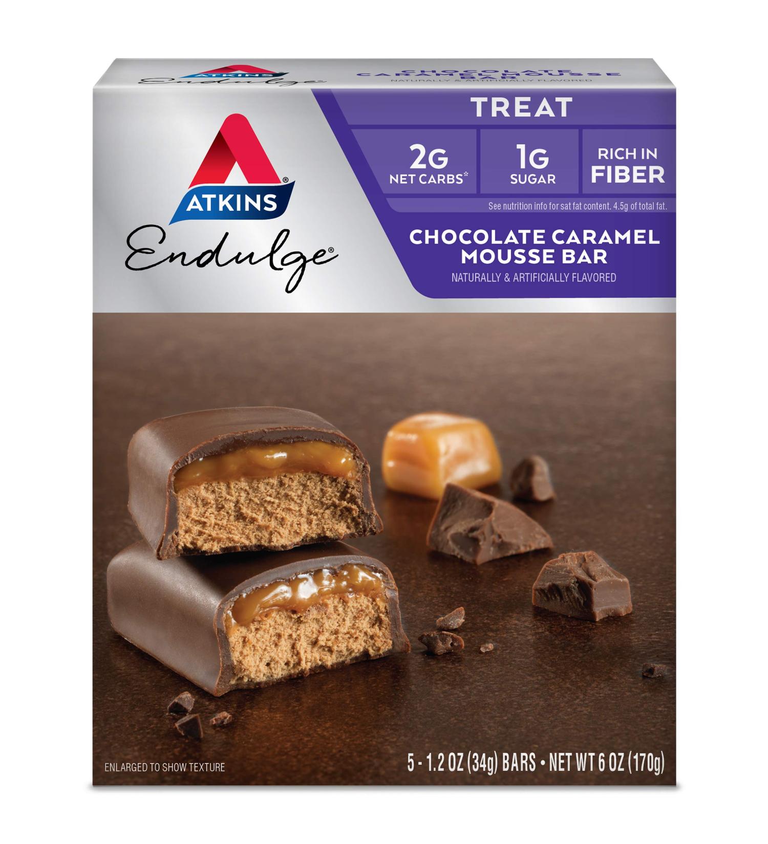 Atkins Endulge Chocolate Caramel Mousse Bar (5 Bars) - Keto-Friendly - Buy Online on GoSupps.com