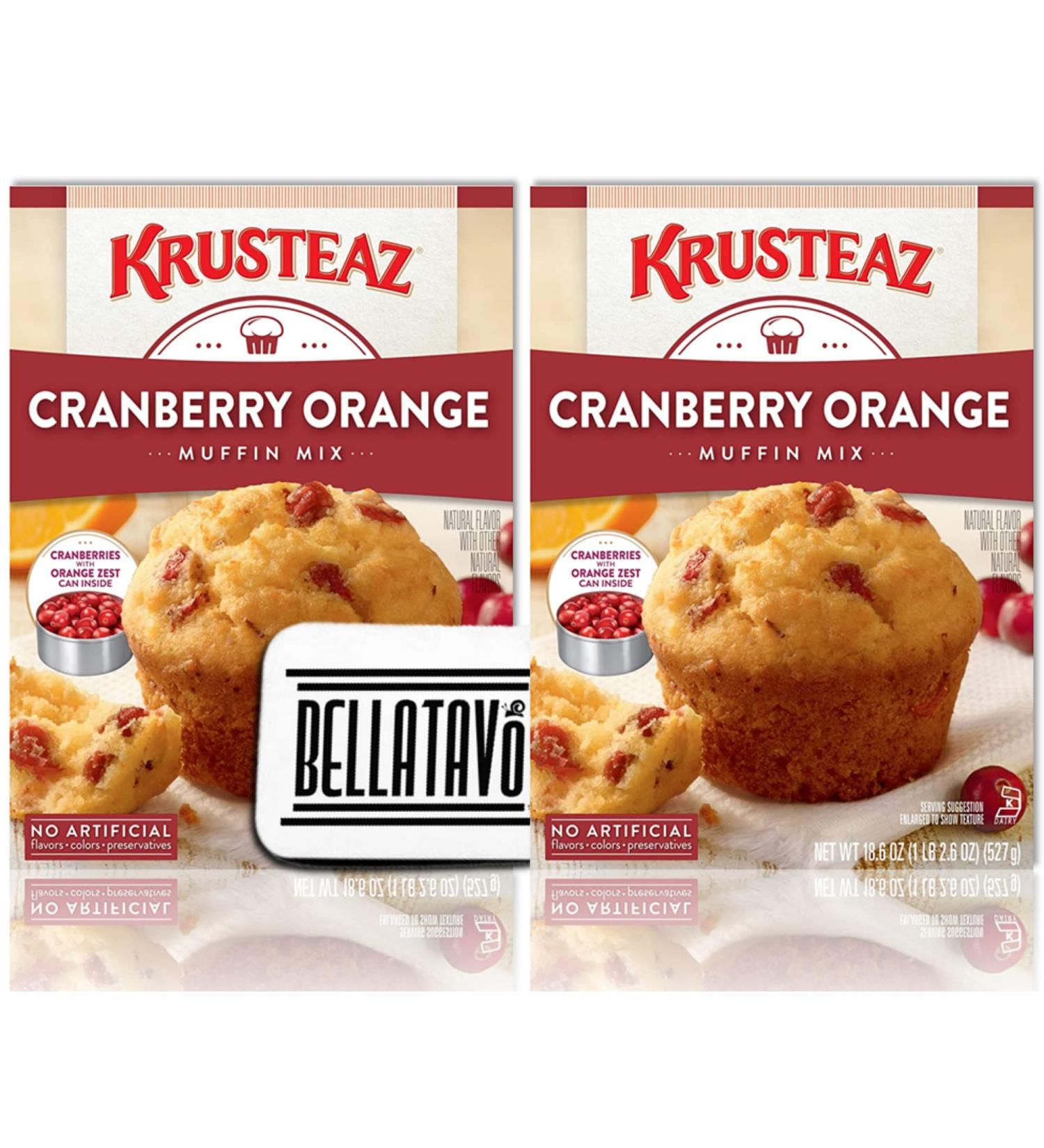 Cranberry Orange Muffin Mix Bundle. Includes Two-18.6 Oz Boxes of Krusteaz Cranberry Orange Muffin Mix with Cranberries and Orange Zest Can Plus a BELLATAVO Fridge Magnet! One box Makes 12 Muffins! - Buy Online on GoSupps.com