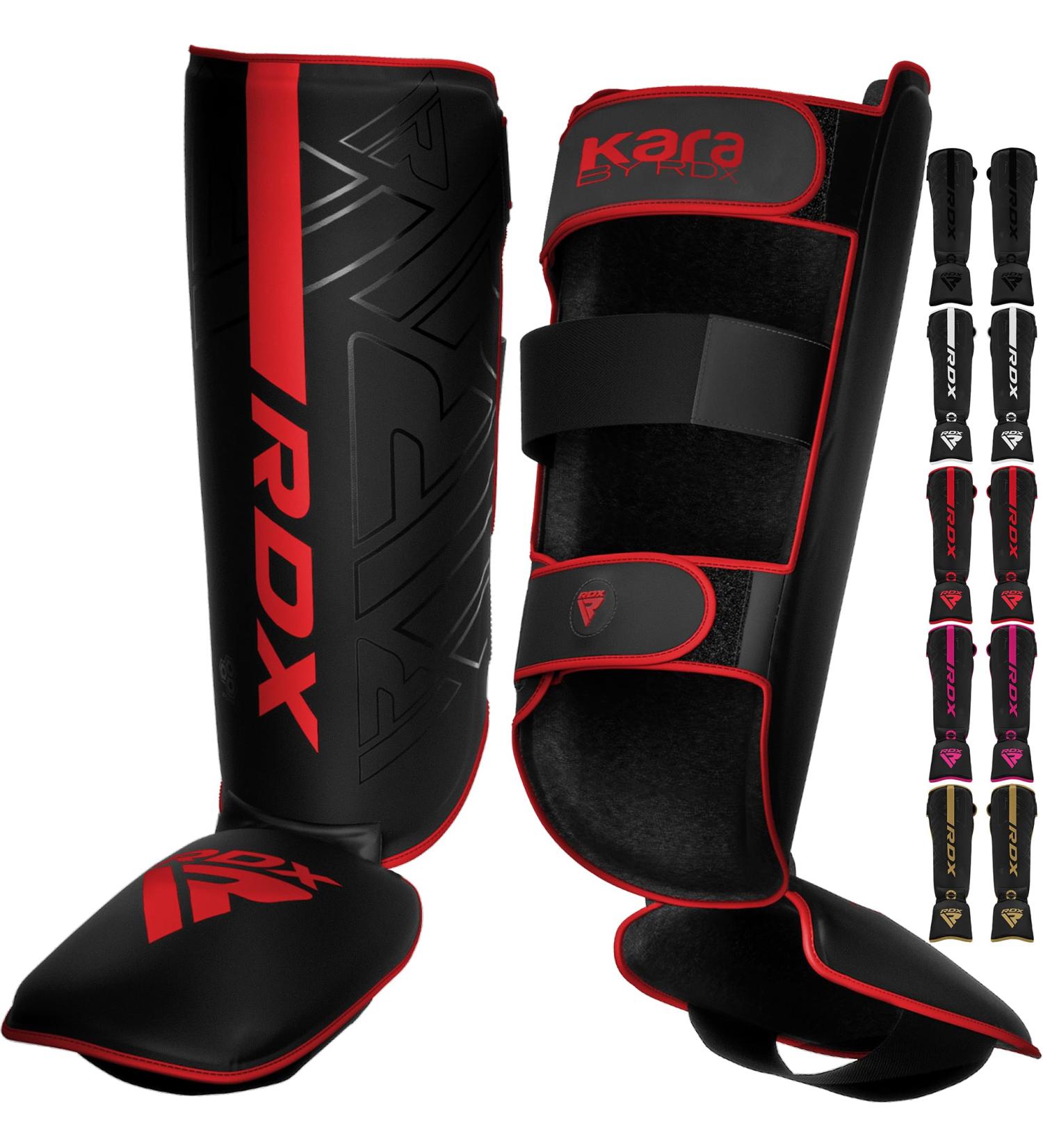 RDX Maya Hide Leather Kickboxing Shin Guards - Muay Thai MMA Karate Taekwondo Protection - Red XL - Buy Online on GoSupps.com