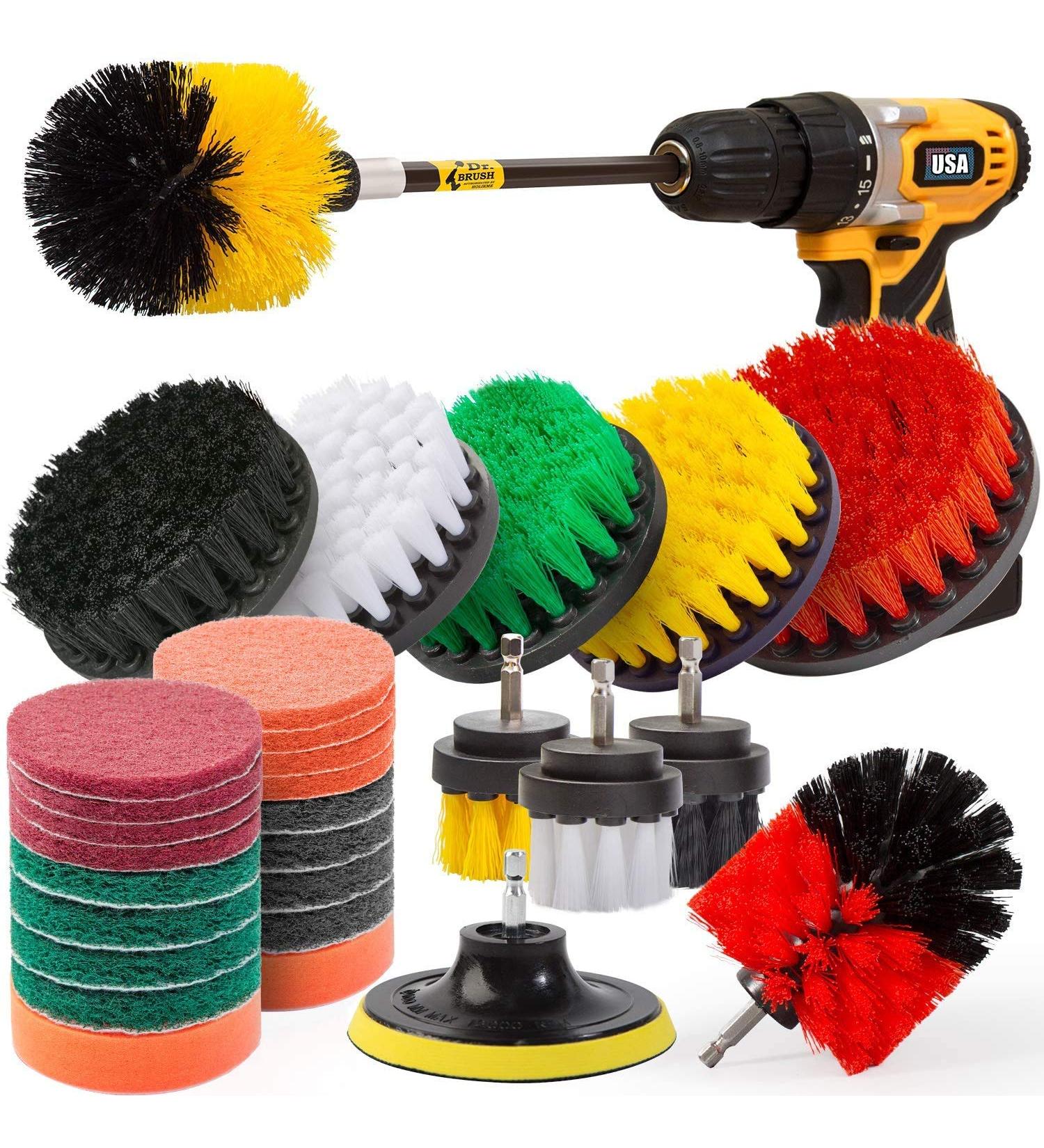 M-Aimee 30Piece Drill Brush Attachments Set Scrub Pads Sponge Power Scrubber Brush with Rotate Extend Long Attachment All purpose Clean for Grout Tiles Sinks Bathtub Bathroom Kitchen Automobile - Buy Online on GoSupps.com