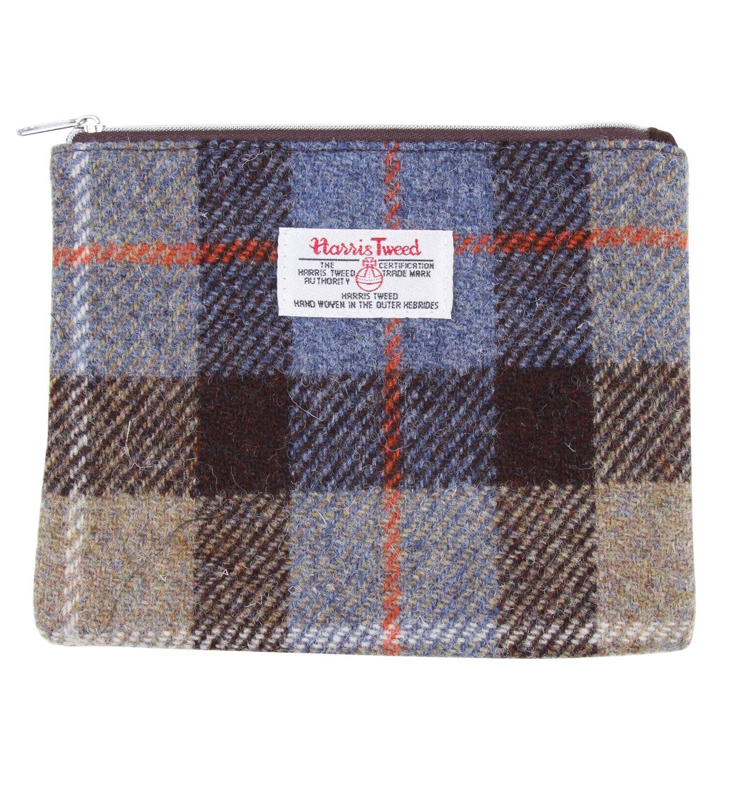 ICObuty Harris Tweed Check Zippered Cosmetic Bag - Blue Tartan | Stylish & Durable | International Shipping Available - Buy Online on GoSupps.com