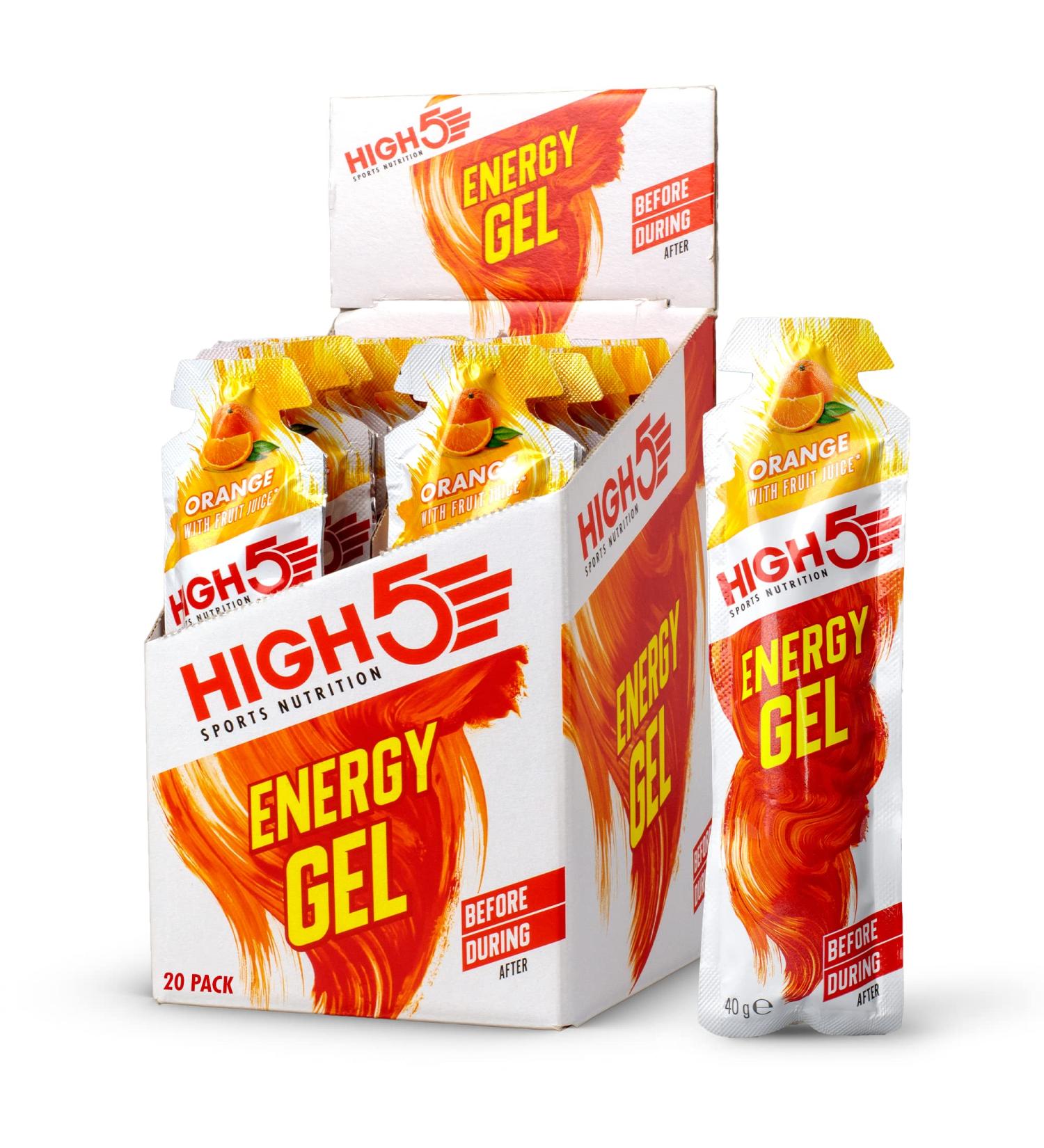 High 5 Energy Gel - 20 x 38g Sachet- Juicy Orange - Buy Online on GoSupps.com