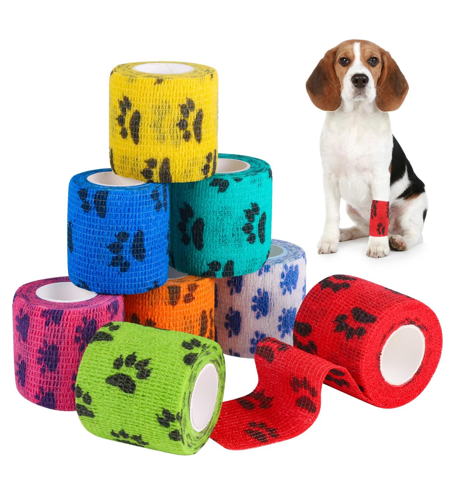 AKlamater 8 Rolls Pet Vet Wrap Cohesive Bandages - Self Adhesive Non-woven Elastic Bandages for Wrist, Ankle Sprains & Swelling - Buy Online on GoSupps.com