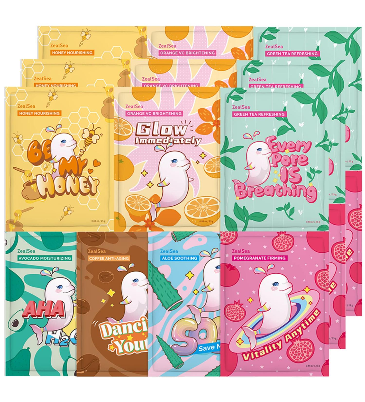 Zealsea Facial Masks Set - 21 Pieces for All Skin Types | Moisturizing Brightening & Calming Masks for Girls & Children - Buy Online on GoSupps.com