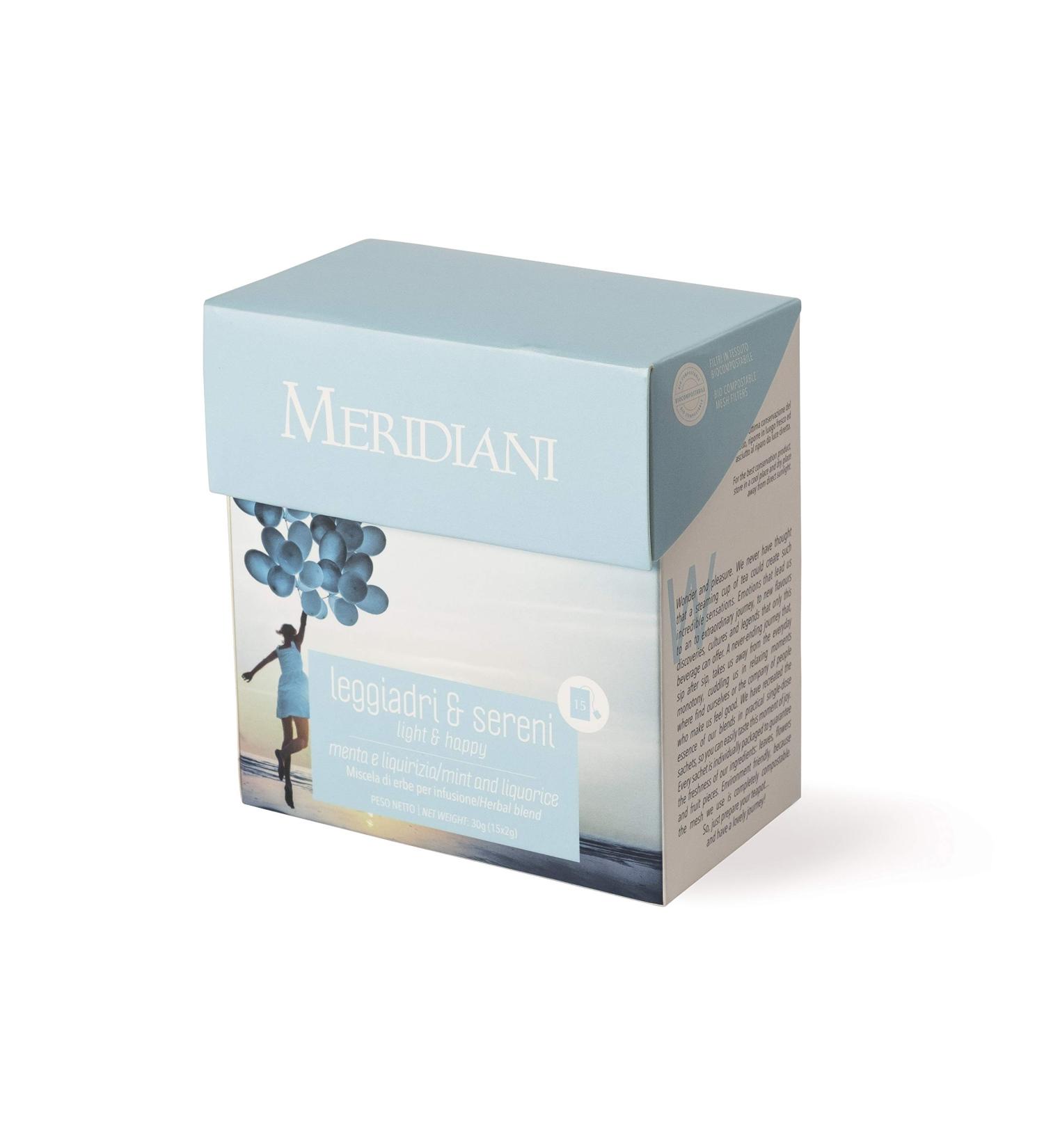 MERIDIANI Purifying herbal tea Mint Piperita and Licorice leaves 15 organic fabric filters - Vegetables and Sereni - Sweet and aromatic purifying herbal tea - Meridiani Tea & Infusion