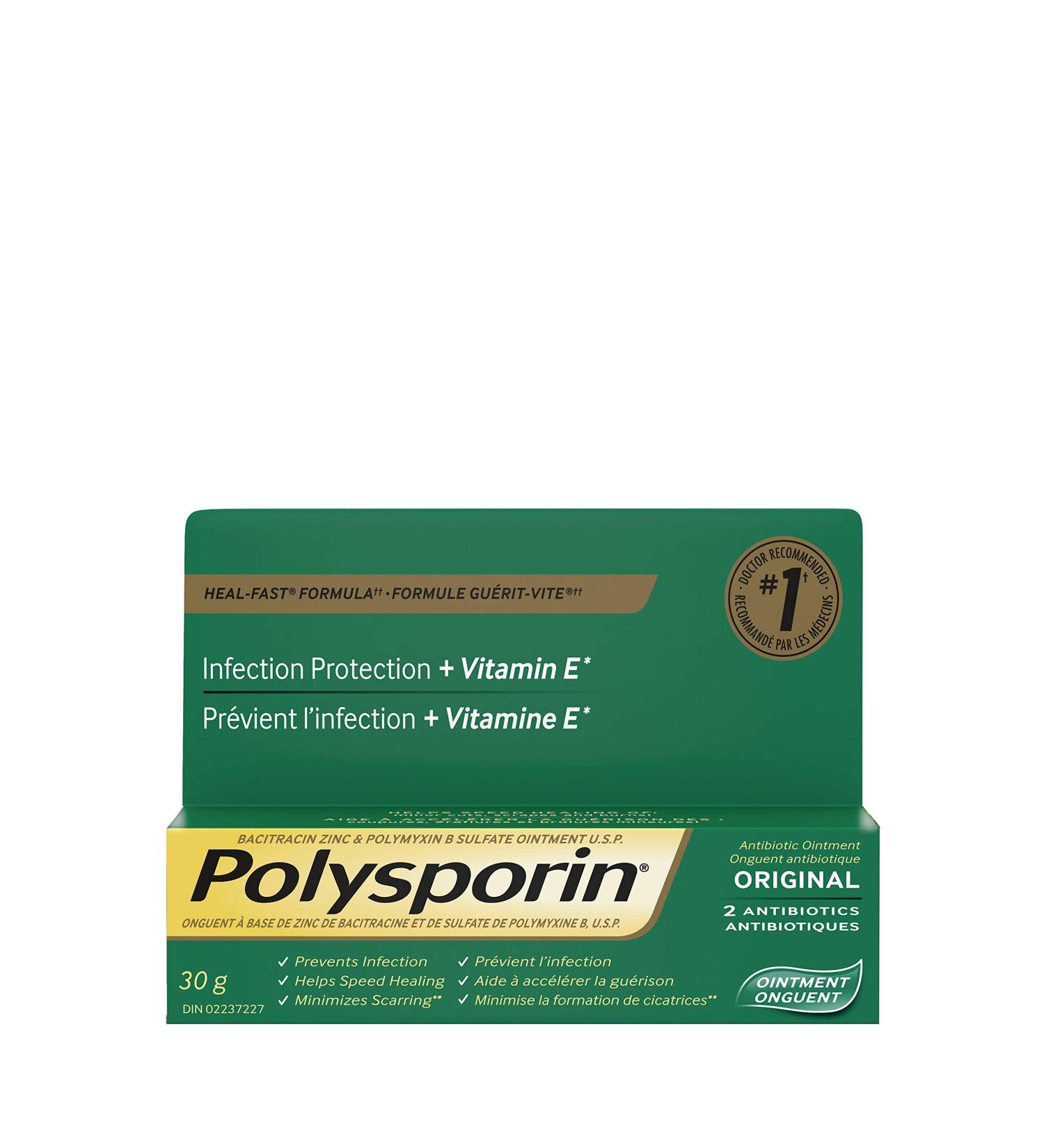 Polysporin Antibiotic Ointment Heal-Fast Formula Infection Protection + Vitamin E 2 Antibiotics Pack of 1 30g 30 Grams Vitamin E - Buy Online on GoSupps.com