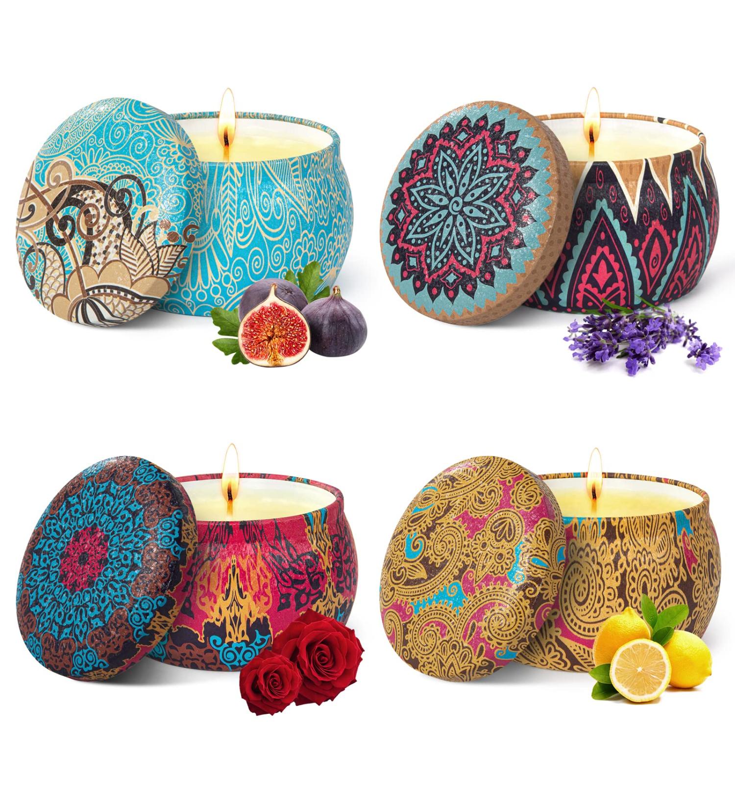 Buy Ttrwin 4er Fragrance Candle Gift Set - Lemon Lavender Cowardly Rose | Natural Soy Wax | 100% Eco-Friendly | 30 Hours Burn Time | Perfect Gifts for Mother Grandmother Woman Friend | International Shipping - Buy Online on GoSupps.com