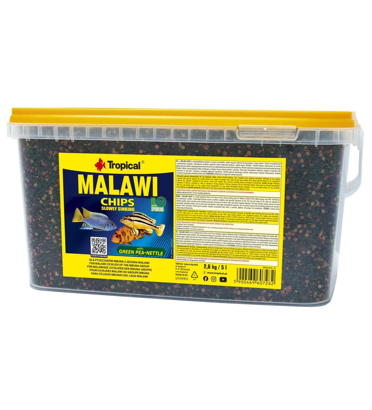 Malawi Chips 5L / 2.6kg - Multi-ingredient food for Malawi cichlids from the Mbuna Group - Buy Online on GoSupps.com