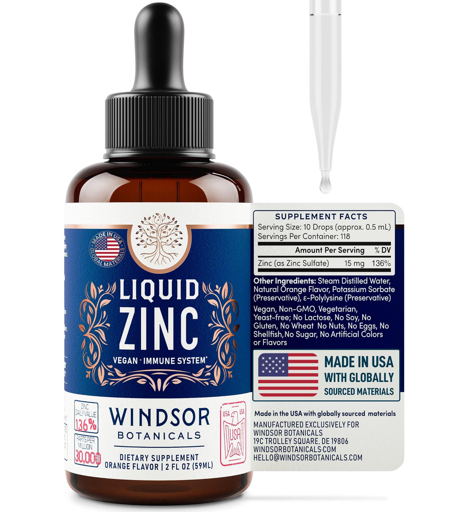 Ionic Liquid Zinc Sulphate Drops - Immune Support Supplement - Ultra-Concentrated 2oz Liquid Zinc Sulfate - 4-Month Supply for Adults - Buy Online on GoSupps.com