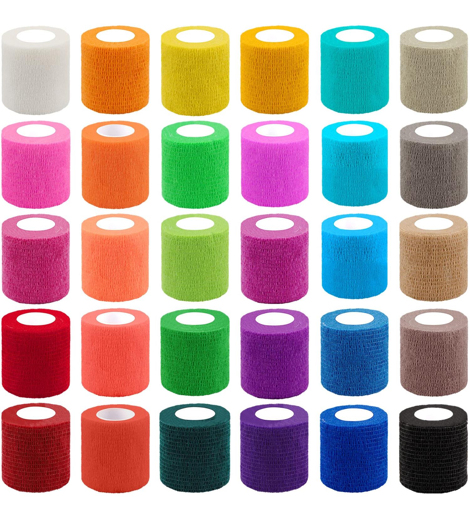 BQTQ 30 Rolls Self Adherent Wrap 2 inch Bandage Adhesive Wrap Breathable Athletic Tape Stretch Wrap Roll Sports Wrap Tape Self Adhesive Bandage Wrap for Wrist Ankle Swelling Sprains(30 Colors) Rich Color 2 Inch - Buy Online on GoSupps.com
