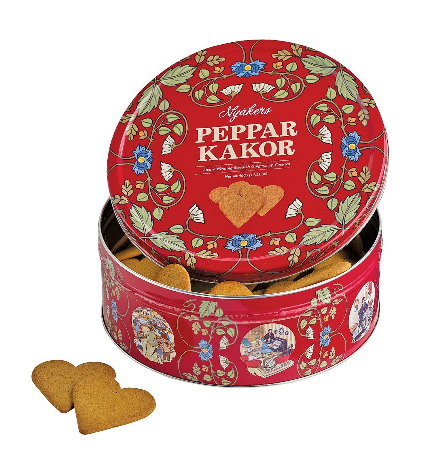 Nyakers Swedish Ginger Cookies - Heart-Shaped Gingersnaps in Red Tin - 14.11oz - Buy Online on GoSupps.com