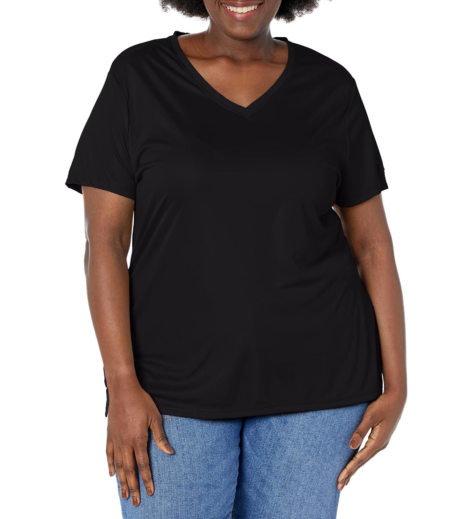 JMS Women's Plus-Size Cool DRI Short Sleeve V-Neck Tee - 3X Black - Buy Online on GoSupps.com