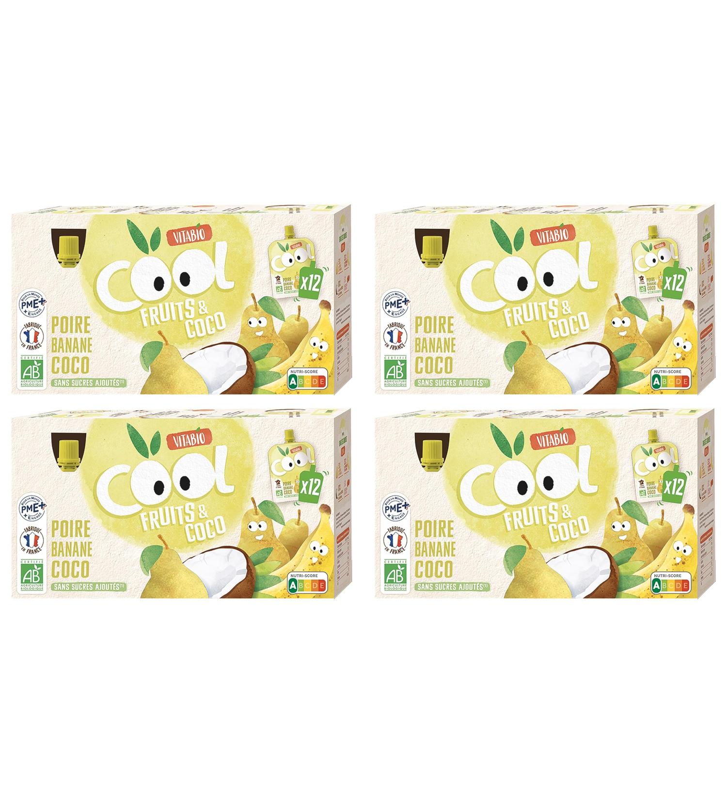 Vitabio Cool Fruits & Coco - Banana - Coconut Milk - 12 x 85 g - Organic - Pack of 4 - Buy Online on GoSupps.com