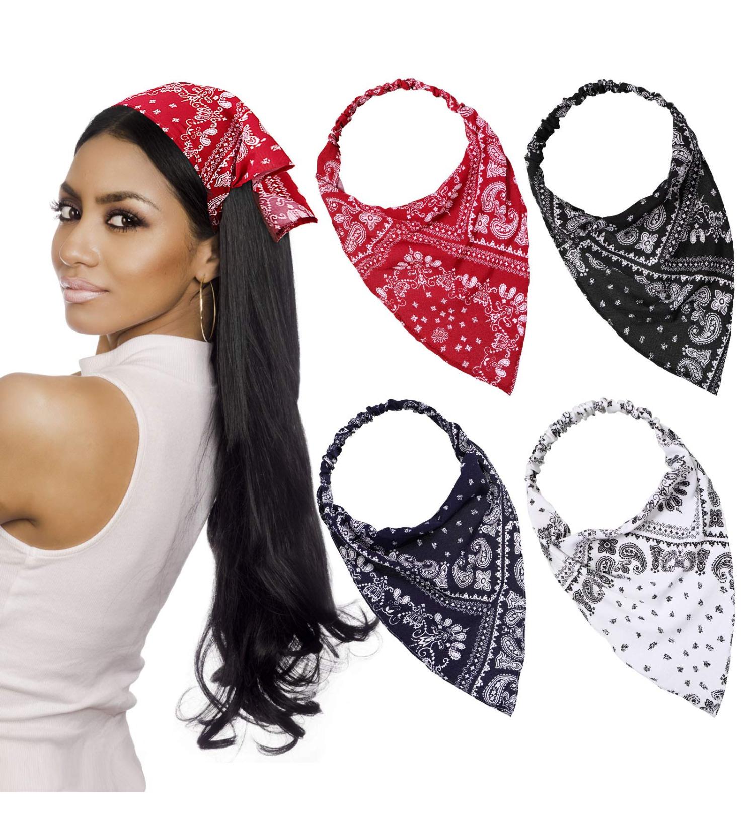 Syhood 4-Piece Printed Elastic Hair Scarf Headband Set for Women and Girls - Buy Online on GoSupps.com