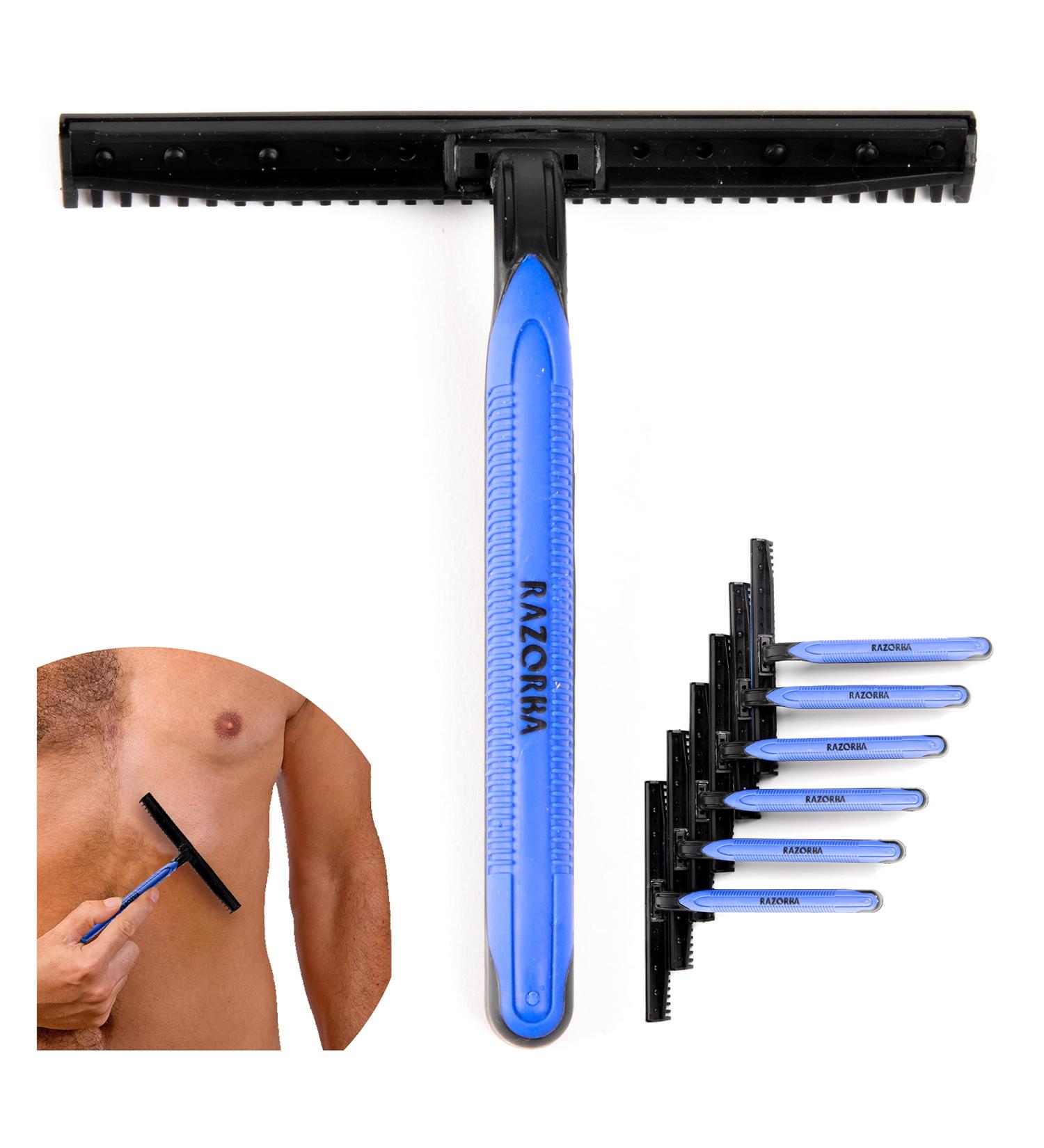 Razorba GOAT Wide Body Shaver for Men (6 Pack) - Skin Sensitive Disposable Razors for Manscaping - Wet or Dry Shaving - Easy to Use Man Groomer - Buy Online on GoSupps.com