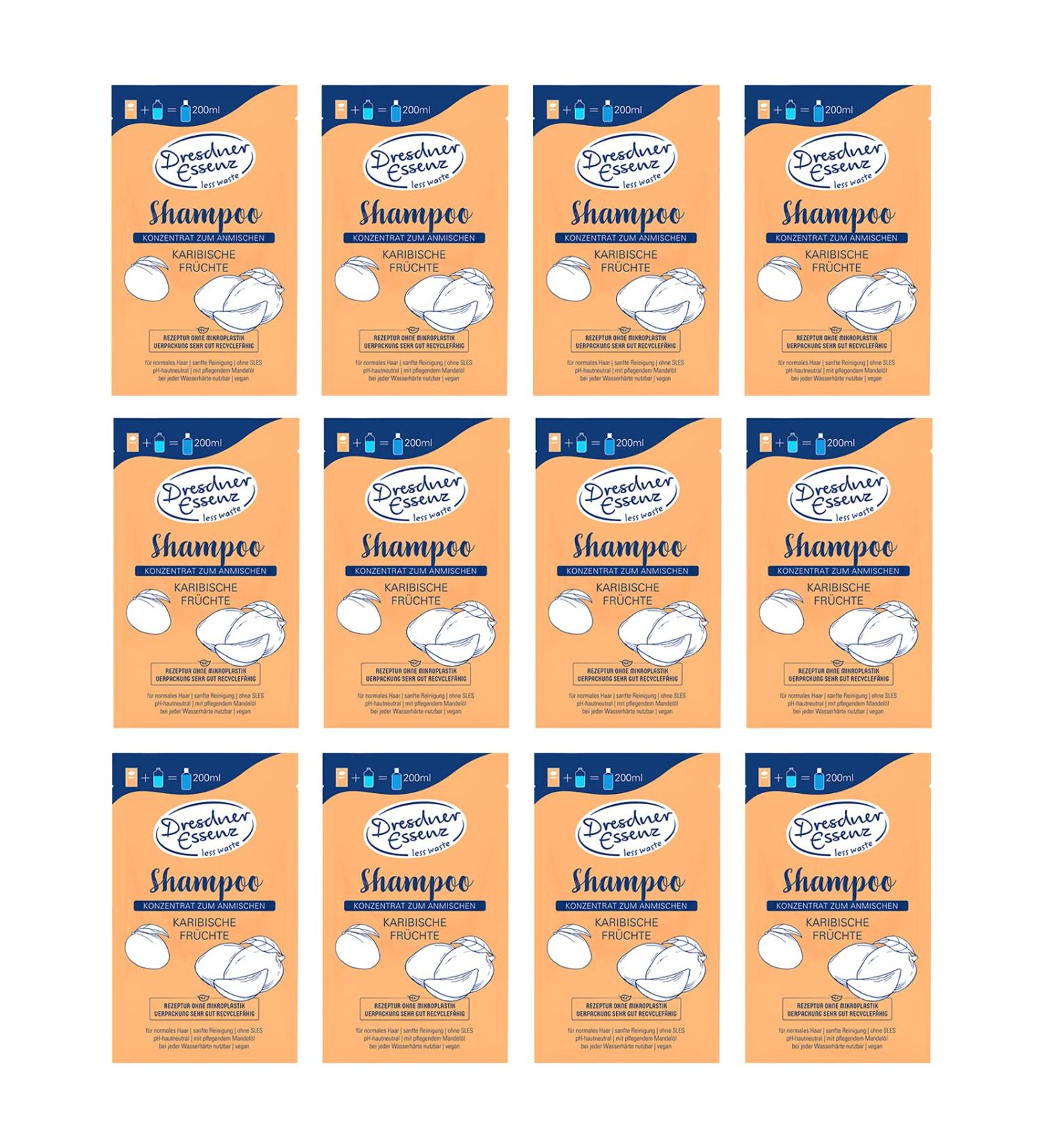 Dresdner Essenz Dresdner Essenz Pack of 12 Concentrated Caribbean Fruit Shampoos 12 x 40g Vegan Care Shampoo