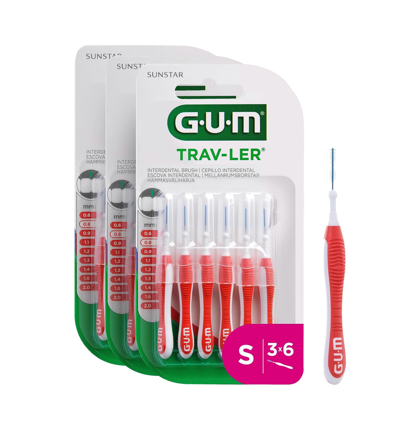 Gum Trav-Ler Interdental Brushes | 18 Units (ISO 1 0.8mm) | Bendable Neck for Deep Cleaning & Plaque Removal - Buy Online on GoSupps.com