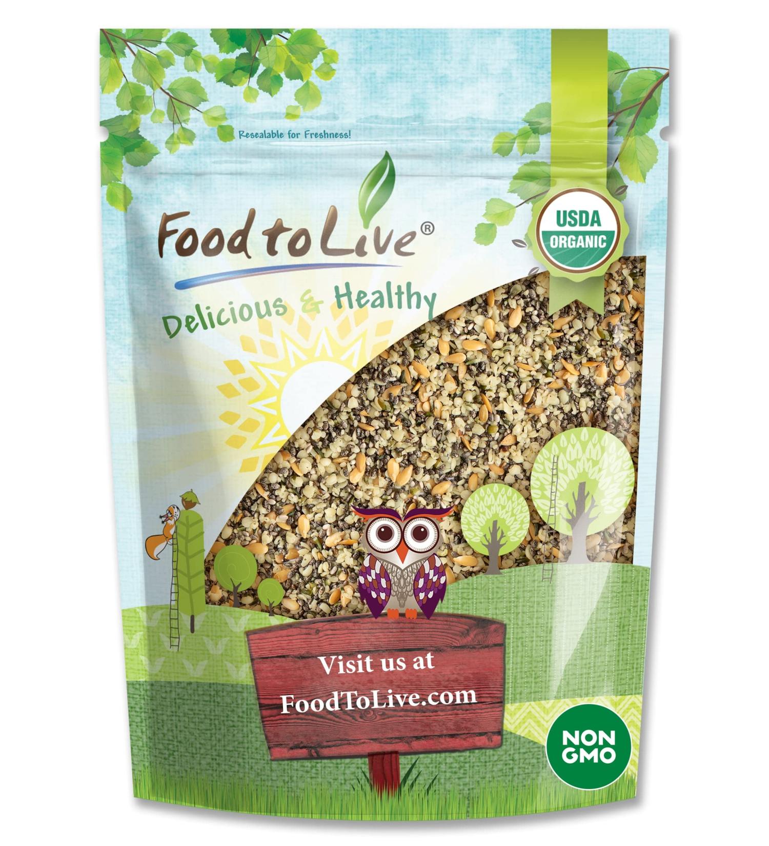 Organic Chia Flax Hemp Seeds Mix 5lb - Non-GMO Vegan Kosher Blend for Smoothies & Salads - Buy Online on GoSupps.com