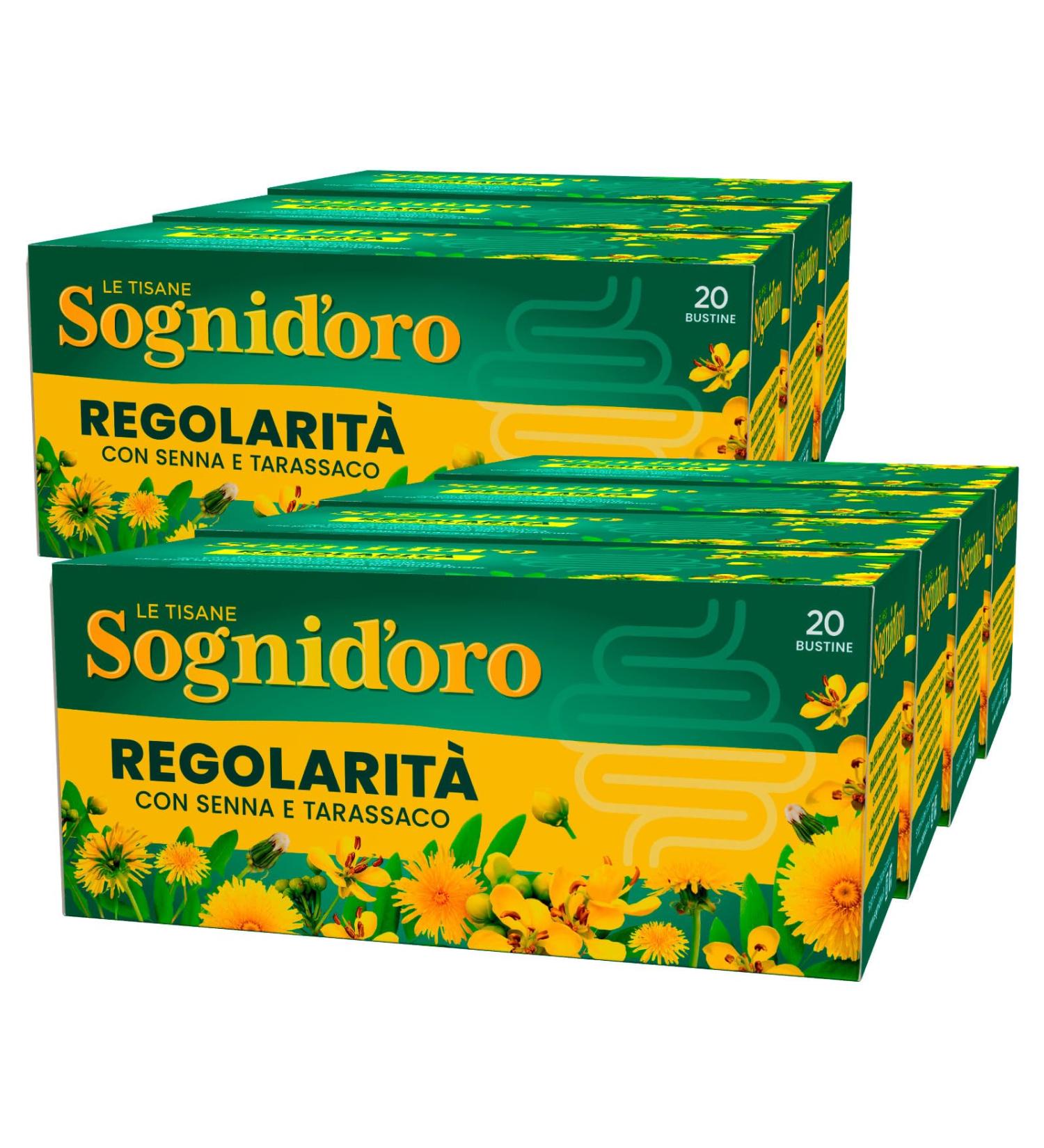 Sogni d'oro Sognioro Herbal Tea Regularity for Intestinal Transit Infused with Natural Extracts of Senna Dandelion Inulin Chamomile Mint Fennel - 7 Packs of 20 Filters - Buy Online on GoSupps.com