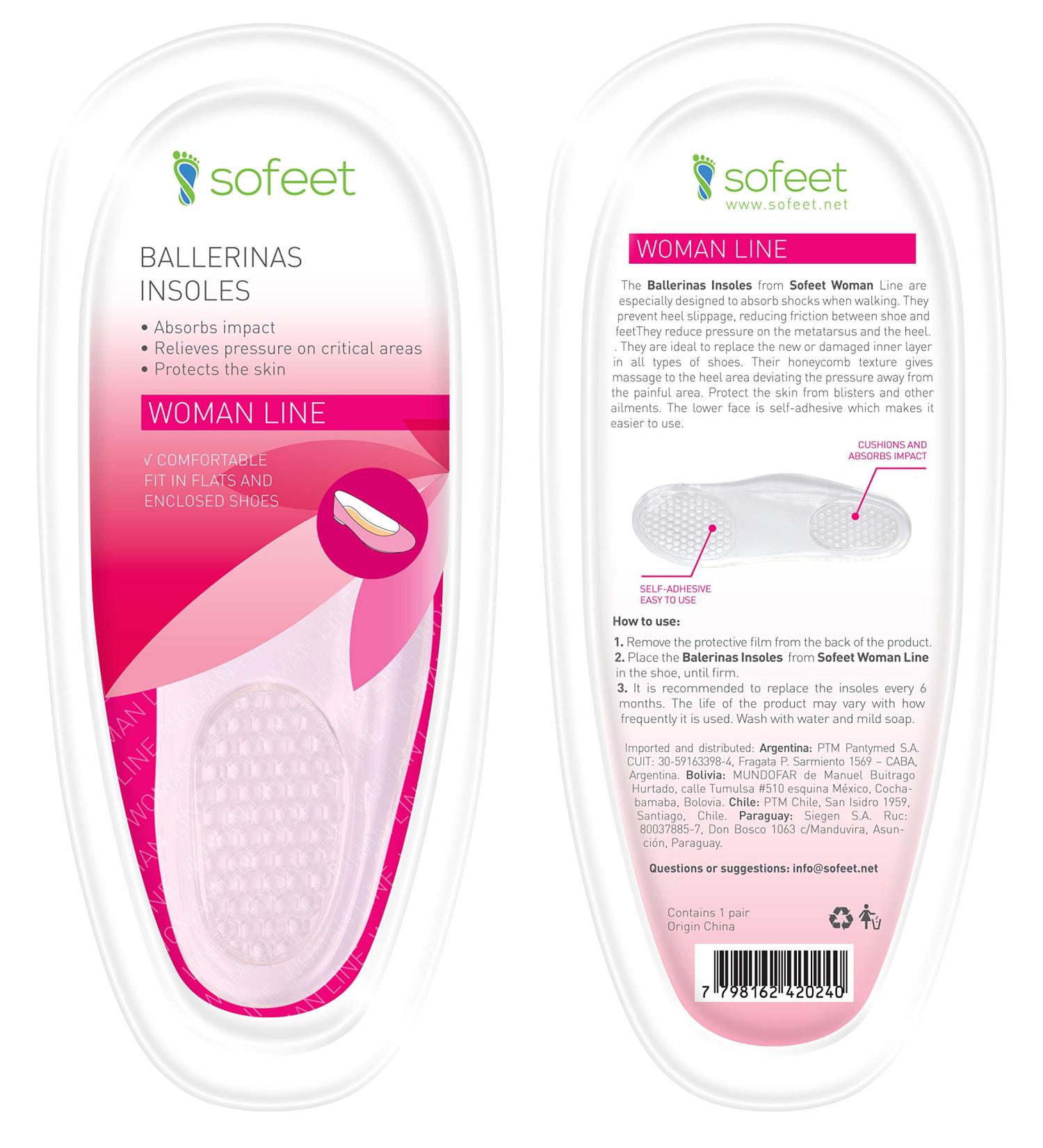 Sofeet by PTM Insoles for Flats - Shock Absorbing Cushioning & Blisters Protection - One Size Women's Orthotic Inserts - Buy Online on GoSupps.com