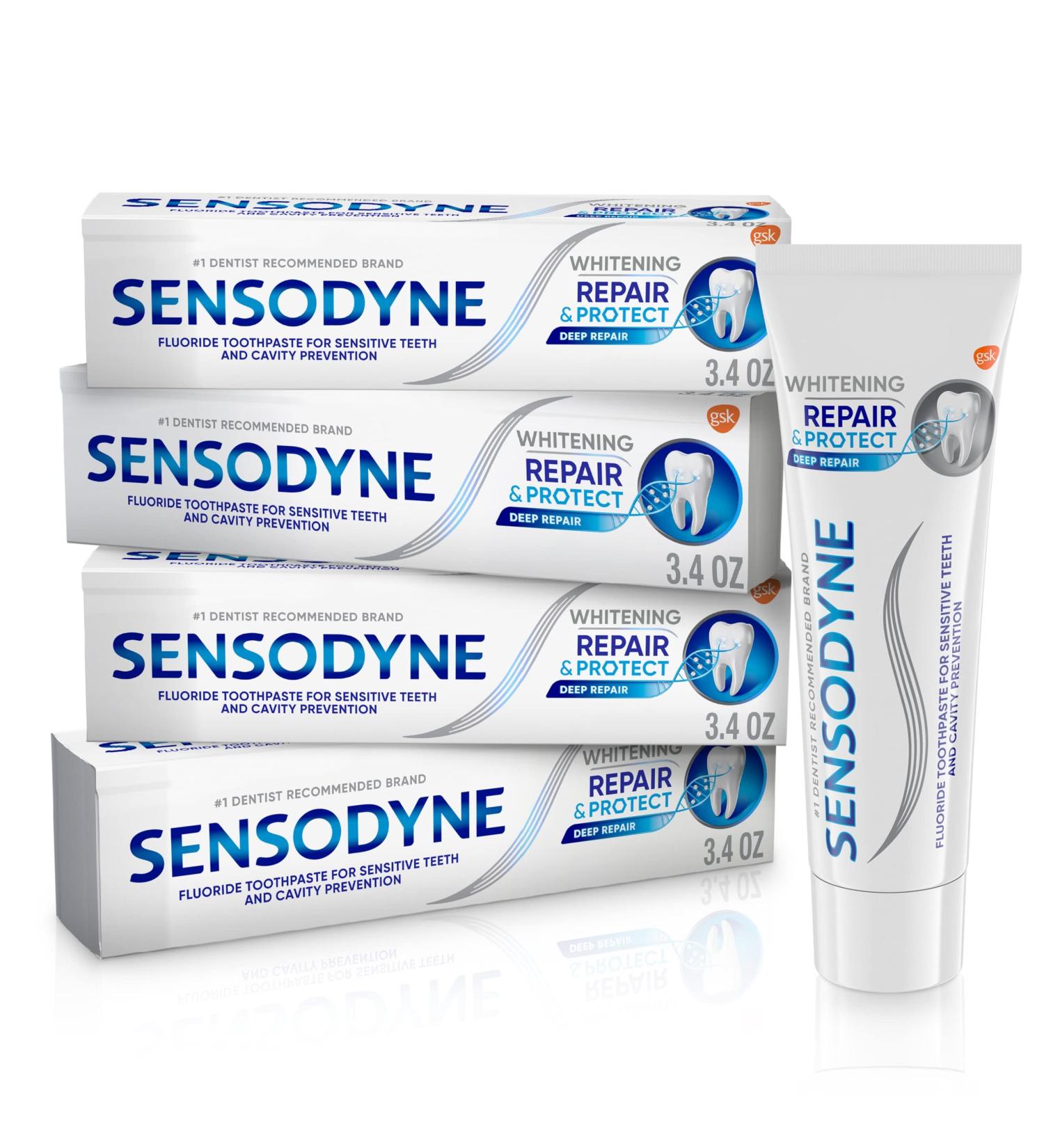 Buy Sensodyne Repair & Protect Whitening Toothpaste â€“ Sensitive Teeth & Cavity Prevention, 4 Pack (3.4 oz) - Buy Online on GoSupps.com