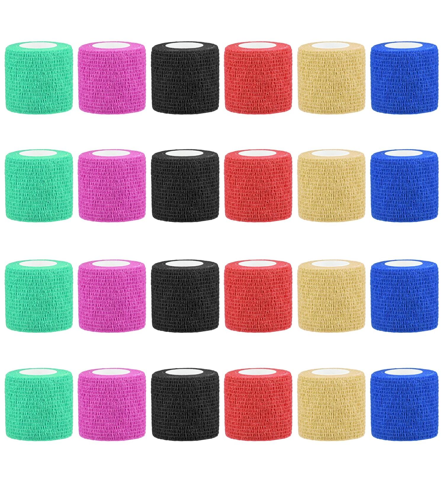 24-Pack Self-Adhesive Cohesive Bandage - Elastic First Aid Wrap for Fingers & Pets 5cm x 4.5m - Buy Online on GoSupps.com