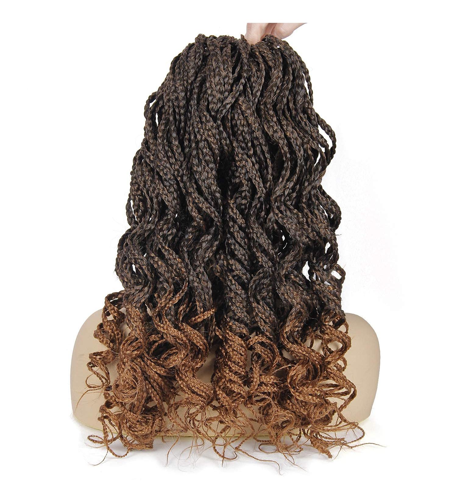 Goddess Curly Box Braids Crochet Hair 3X Wavy 18 Inch 1B/30 - Pack of 6 | Synthetic Fiber Braiding Hair Extension for Black Women - Buy Online on GoSupps.com