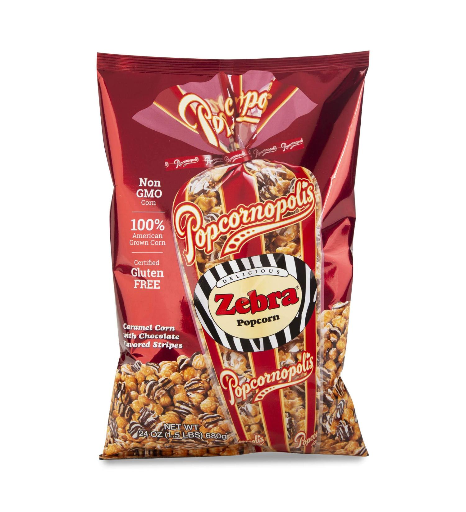 Popcornopolis Zebra Popcorn - 24 Ounce Gourmet Snack | Buy Now! - Buy Online on GoSupps.com