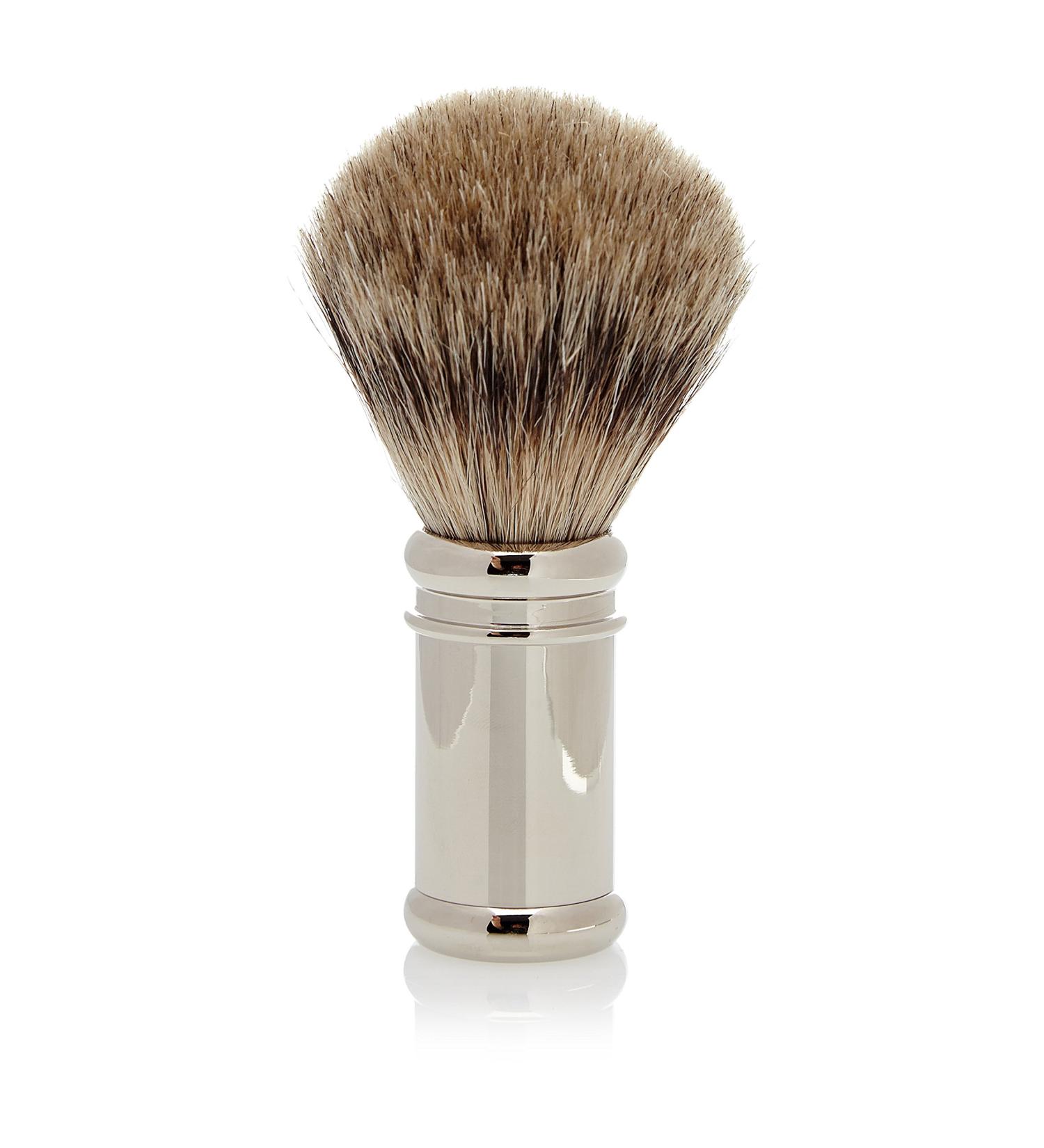 Golddachs shaving brush 100% badger hair metal silver