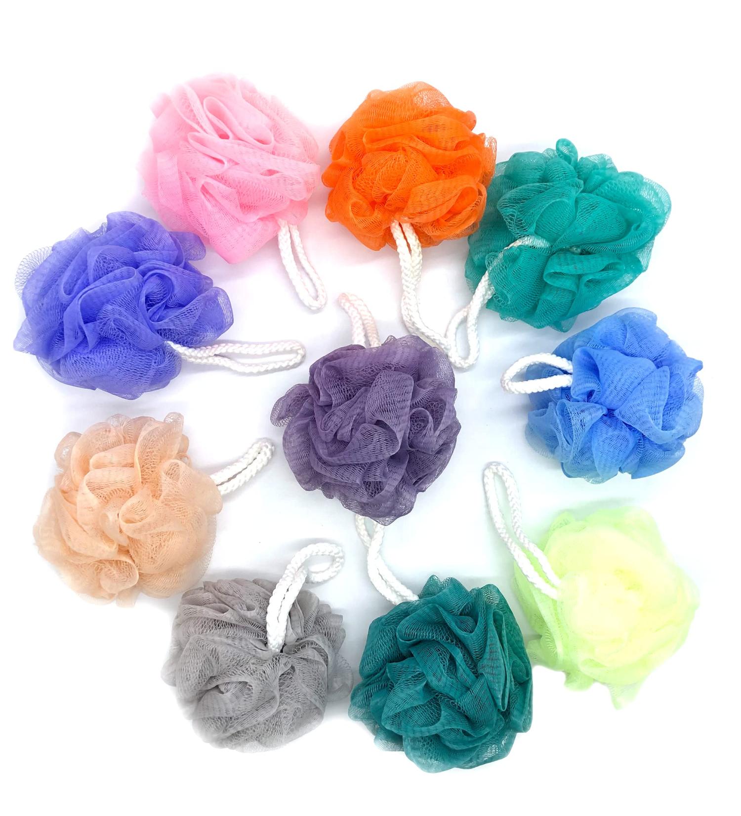 10 Pack Colorful Small Loofah Bath Sponges for Kids and Adults - Soft Exfoliating Shower Lufa Mesh Sponge - 10 Count - Buy Online on GoSupps.com