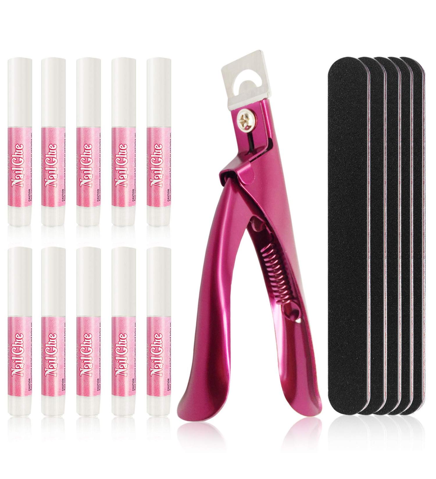 16 Pcs Nail Glues Set - Acrylic Nails Adhesive, Nail Clipper, Emery Nail Files - DIY Manicure Kit - Buy Online on GoSupps.com