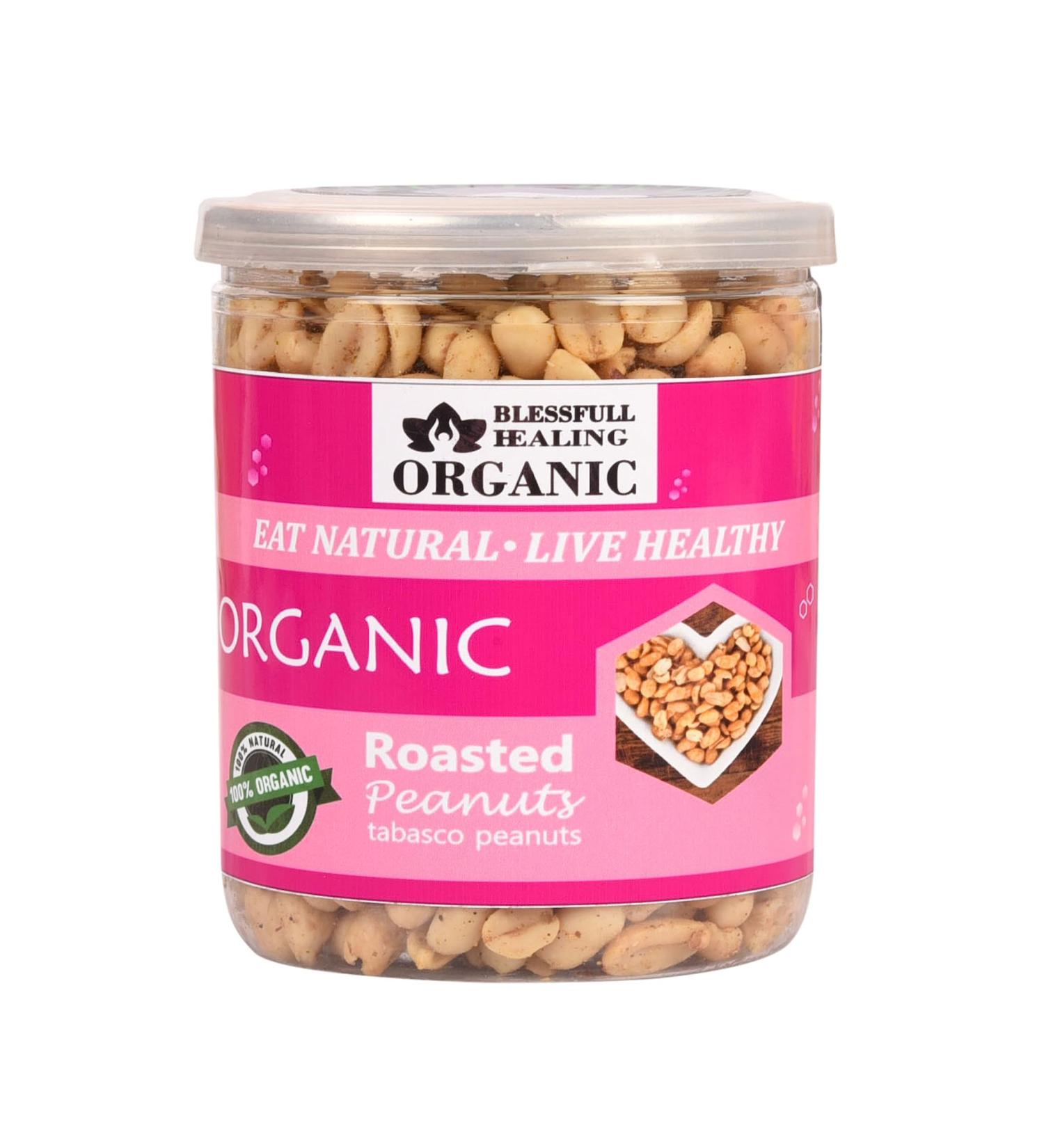 Blessfull Healing Organic Natural Vegan Tabasco Roasted Peanuts Crunchy Healthy Snacks 300 Gram - Buy Online on GoSupps.com