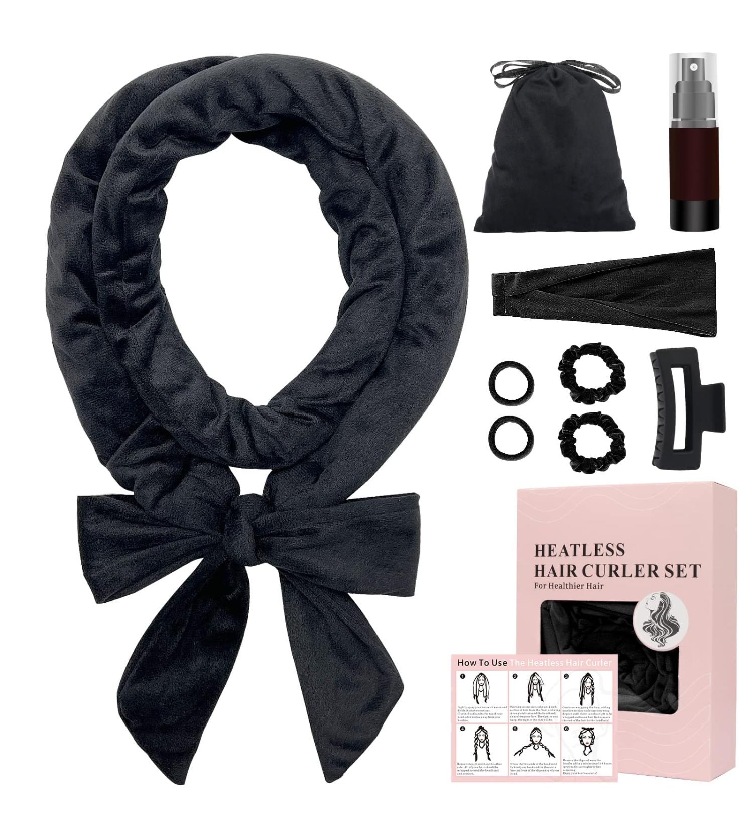 Velour Heatless Curling Rod Headband - 70 Long Overnight Hair Curler for Women and Girls - Black - Buy Online on GoSupps.com