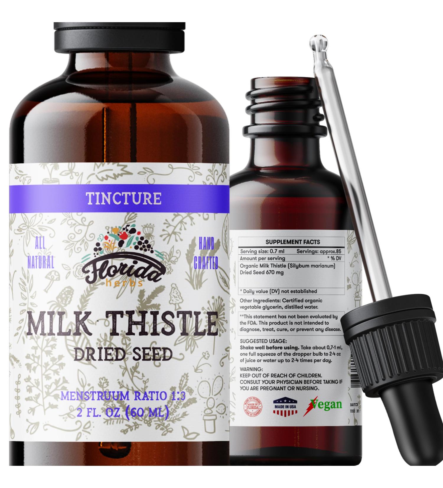 Milk Thistle Root Liquid Extract Organic Milk Thistle Tincture Alcohol-Free Herbal Supplement Natural Silybum Marianum Drops Non-GMO 2 fl oz - Buy Online on GoSupps.com