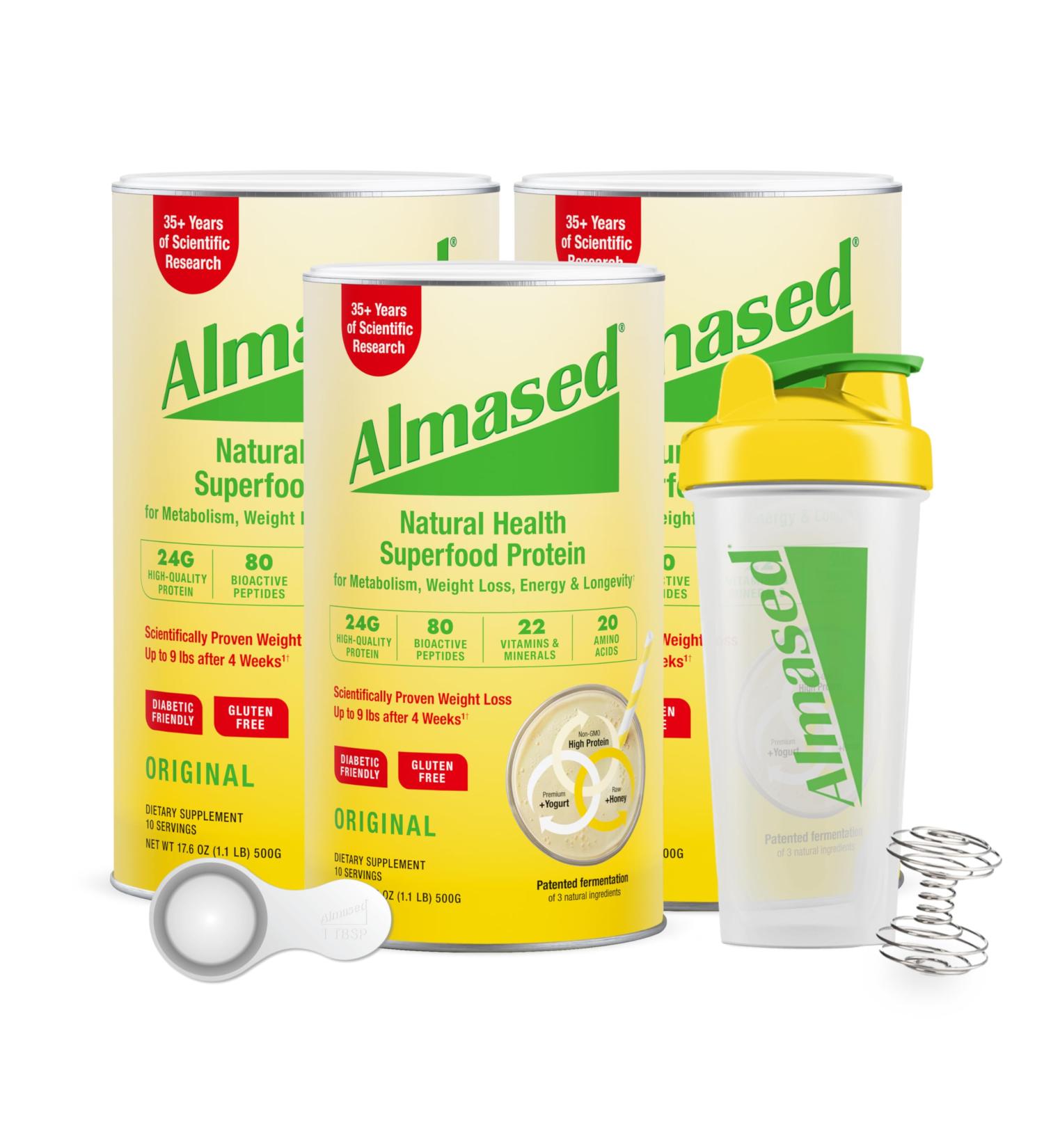 Almased Meal Replacement Shake Protein Powder for Weight Loss Natural GLP-1 Support Gluten-free High Protein (Original Flavor) - Buy Online on GoSupps.com