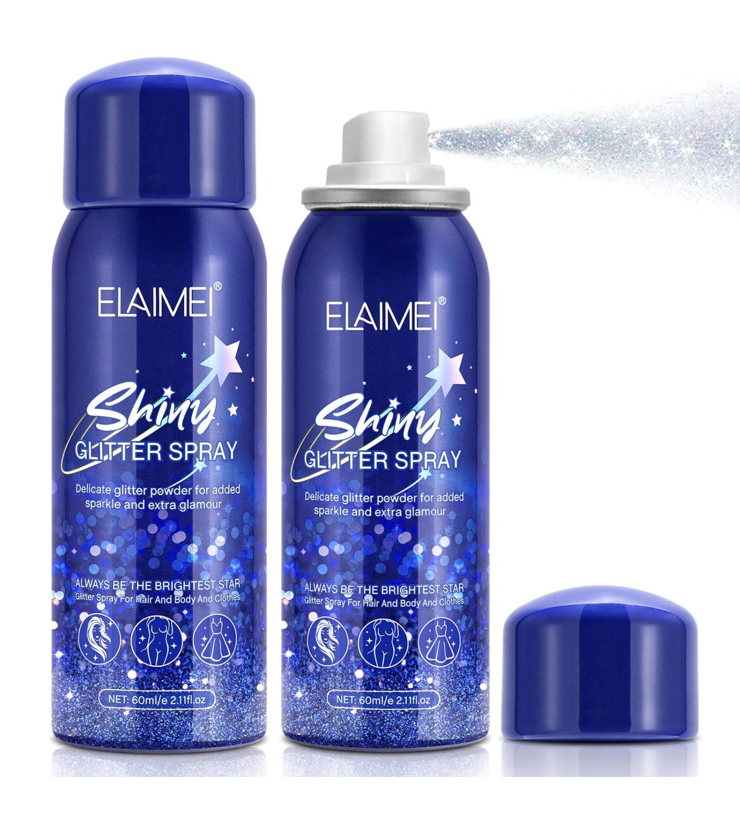 Glitter Spray for Hair and Body (2 60ML) Body Glitter Spray Hair Glitter Spray Quick-Drying Waterproof Glitter Hairspray Body Shimmer Sparkle Makeup Spray Glitter for Party Prom Festival Rave 2 Packs - Buy Online on GoSupps.com