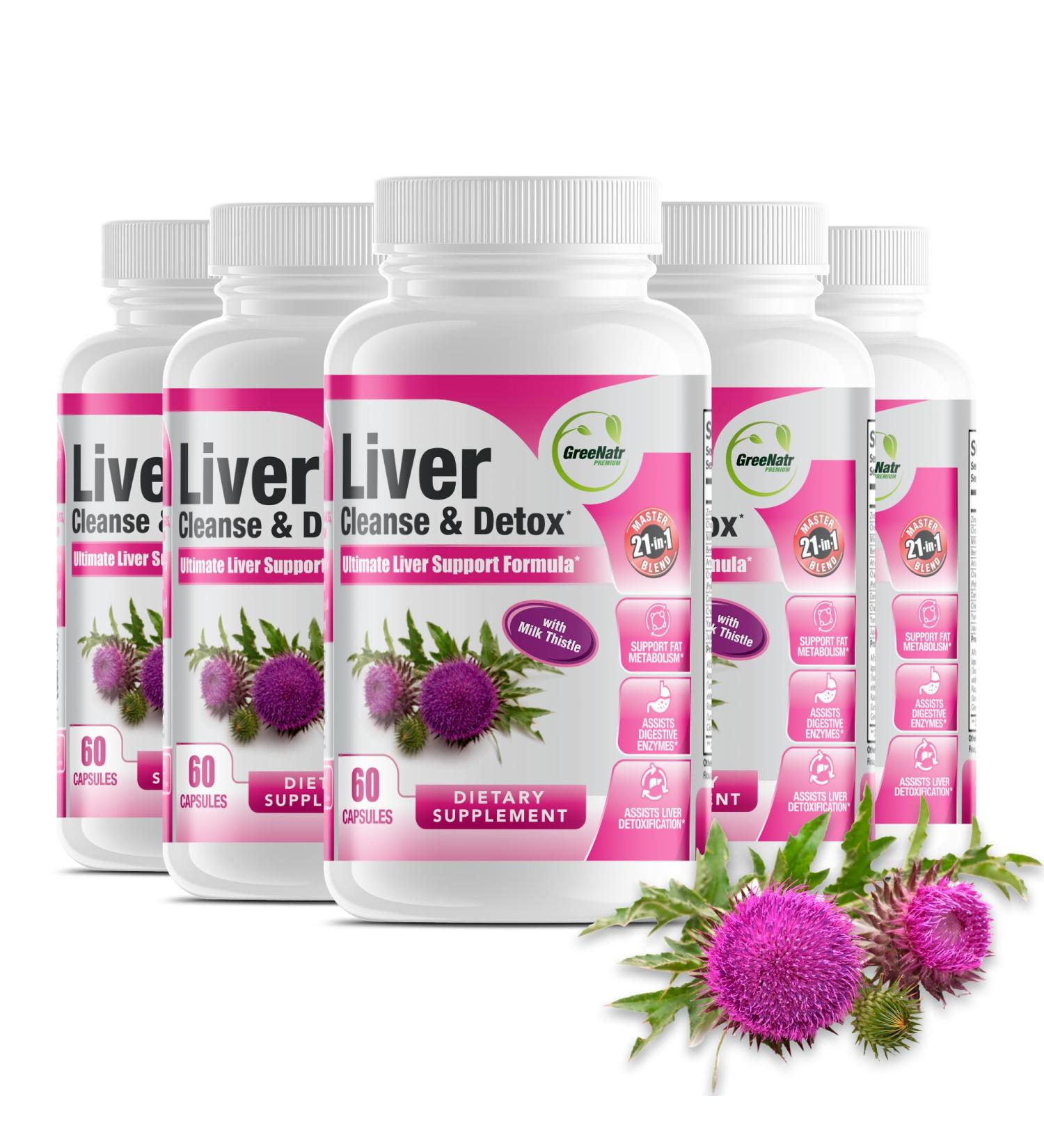 GreeNatr Liver Cleanse Detox & Repair Formula Milk Thistle Berberine Ginger Beet Root Dandelion Root Artichoke Extract and Chanca Piedra for Optimal Liver Health Support (6 Bottles) 60 Count (Pack of 6) - Buy Online on GoSupps.com