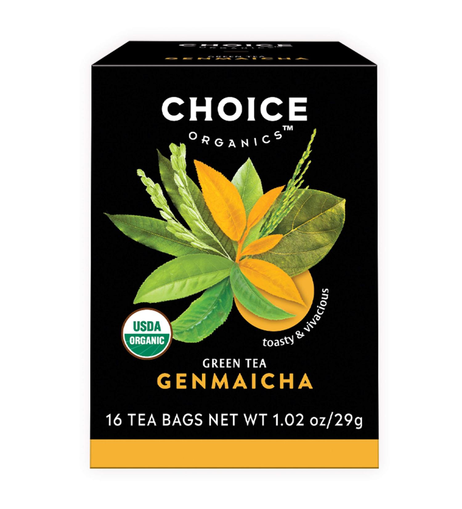 Organic Genmaicha Tea - 16 Bags - Green Tea with Toasted Brown Rice - Choice Organics - Buy Online on GoSupps.com